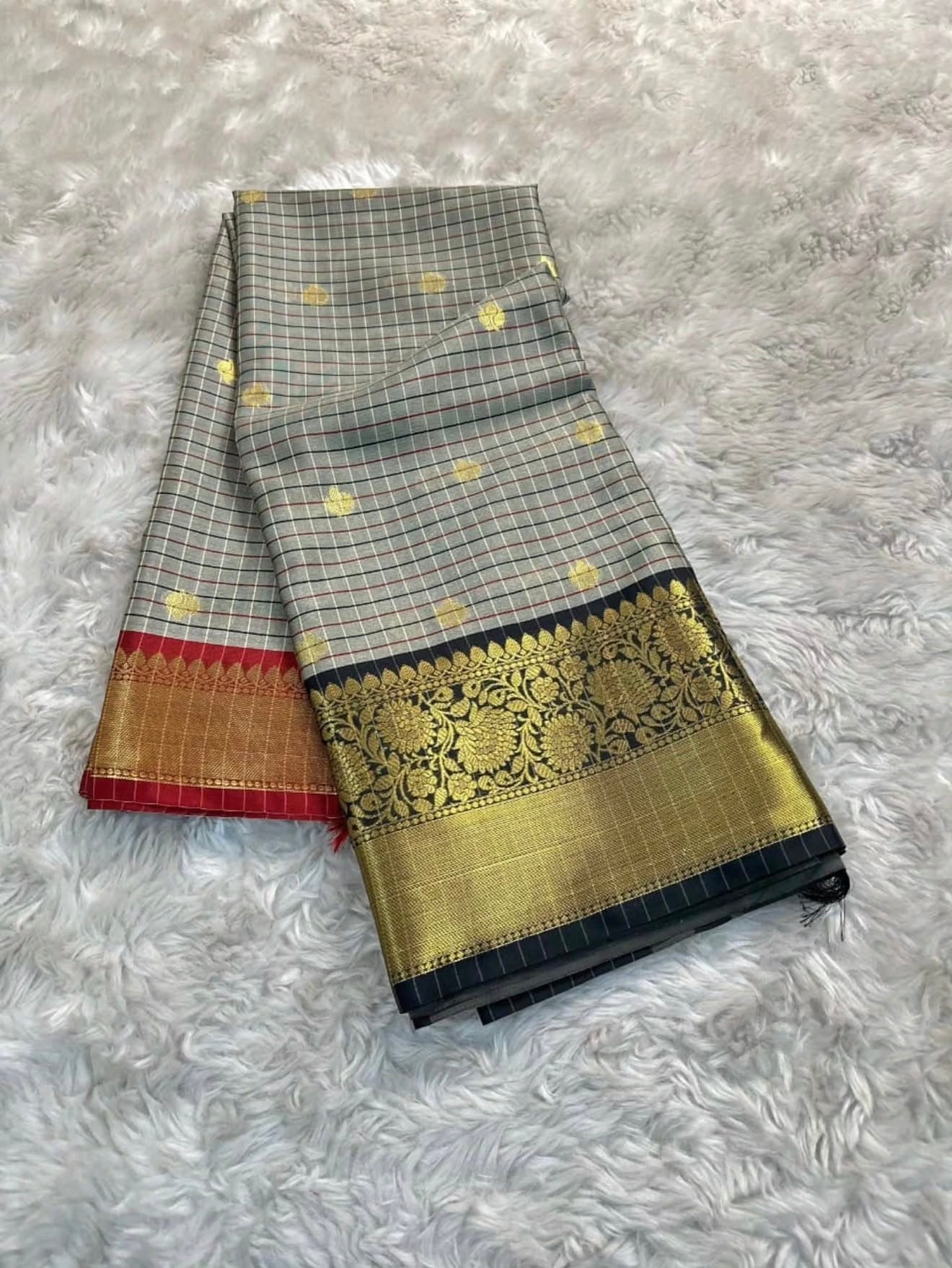 PREMIUM DUAL BORDER BANARASI KATAAN SILK SAREE - MULTI