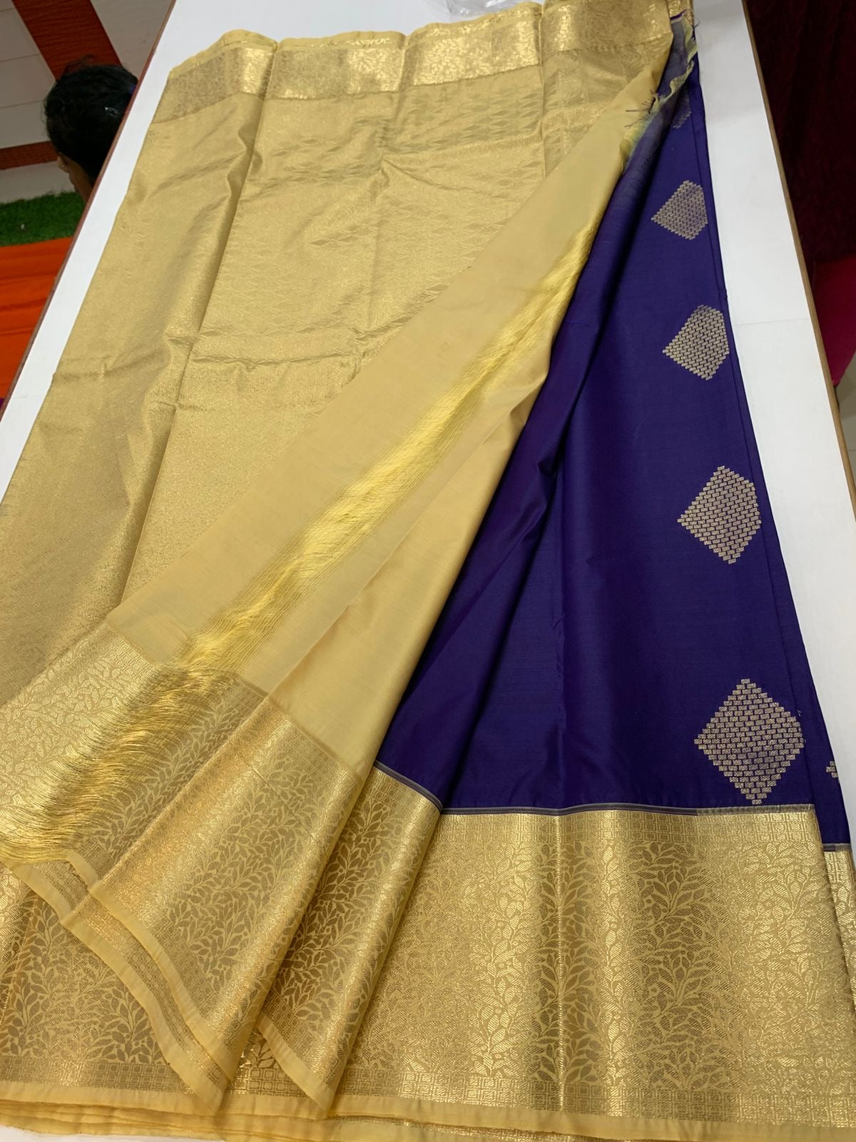 PREMIUM SEMI KANCHI SILK SAREE - EGGPLANT