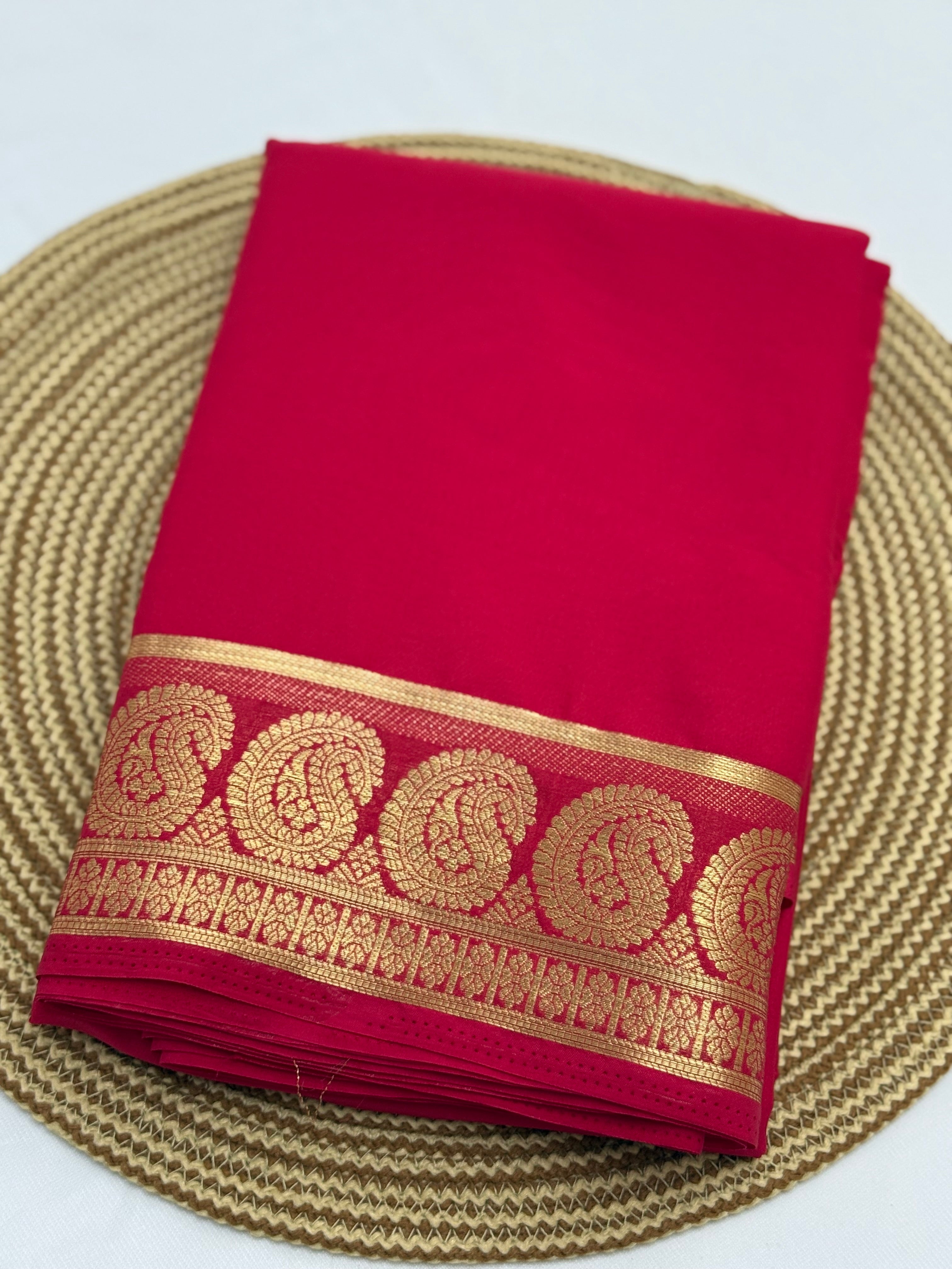 PREMIUM CREPE SILK SAREE - BRIGHT RED