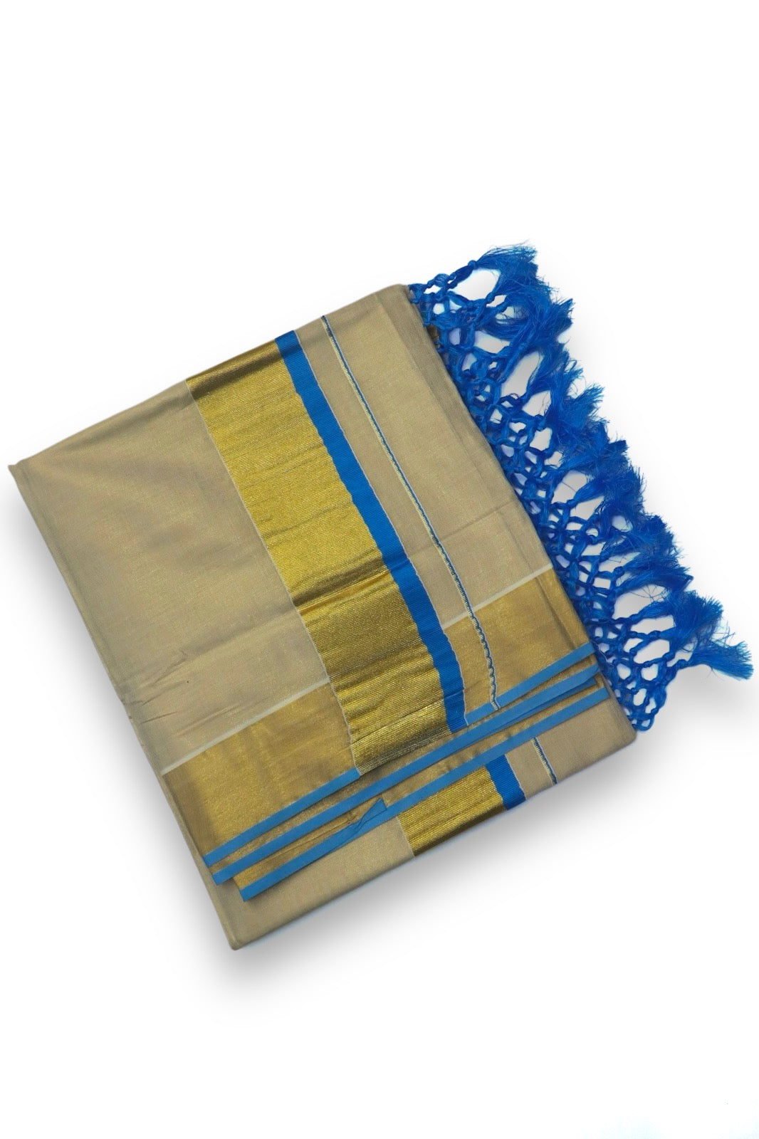 SOLID/PLAIN HANDLOOM TISSUE SAREE - ( SKYBLUE,BEIGE,GOLD)