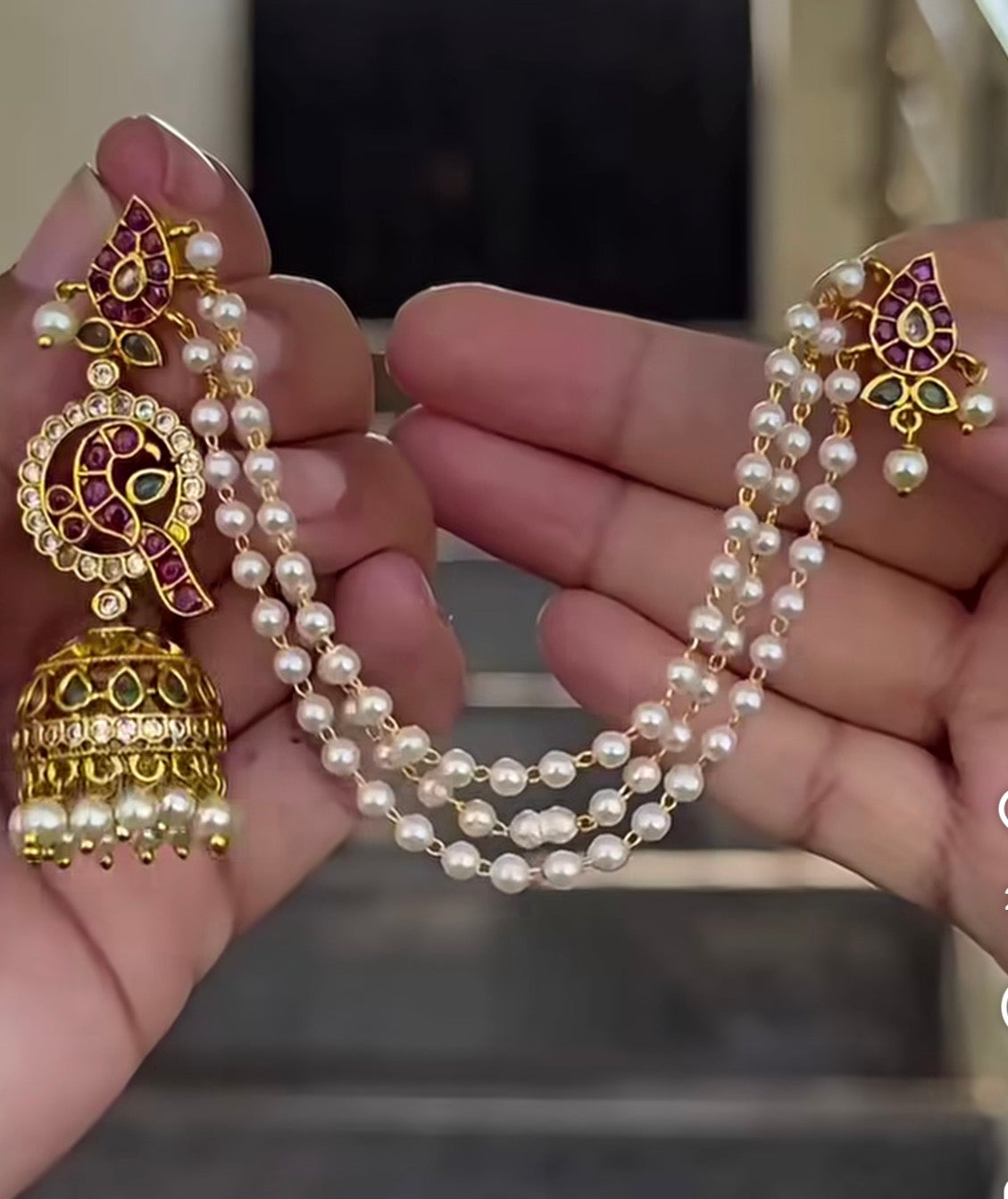 BEAUTIFUL BRIDAL KEMP JHUMKAS WITH CHAIN