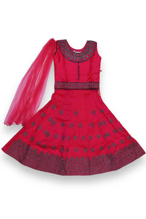 KIDS GIRLS READYMADE LEHENGA CHOLI-HOT PINK