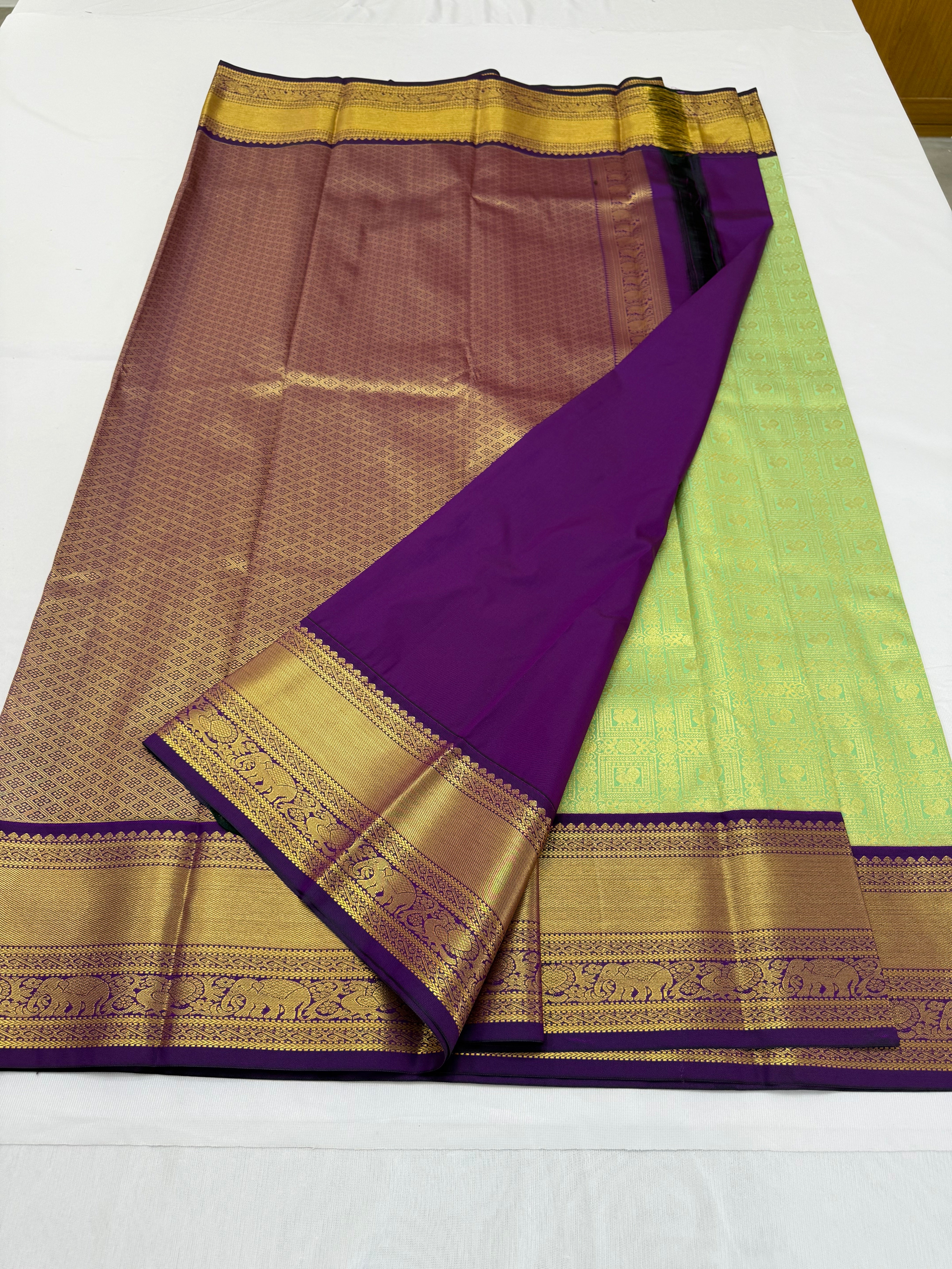 PREMIUM  KANCHI BROCADE SILK SAREE - SEAFOAM