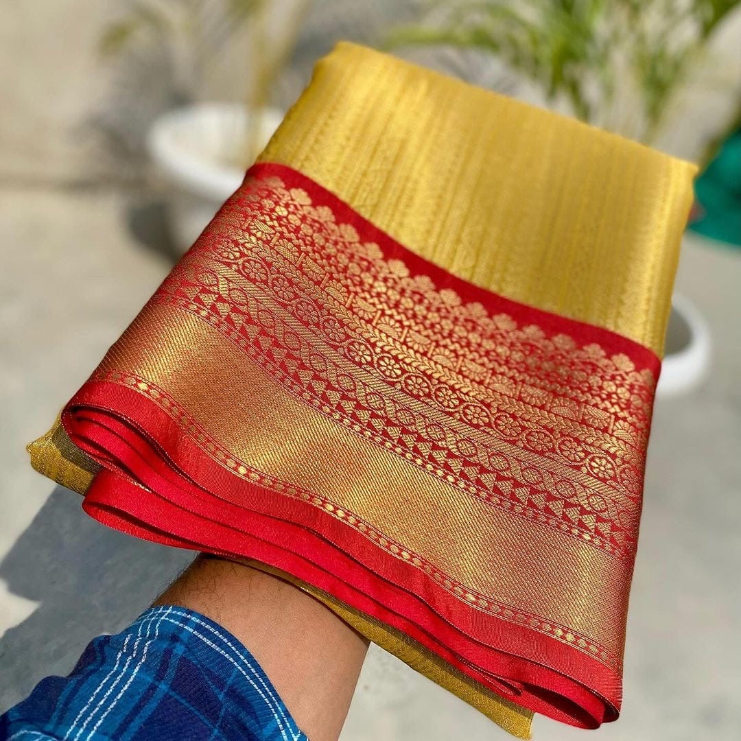 CELEBRITY INSPIRED BANARAS SILK SAREE - GOLDEN