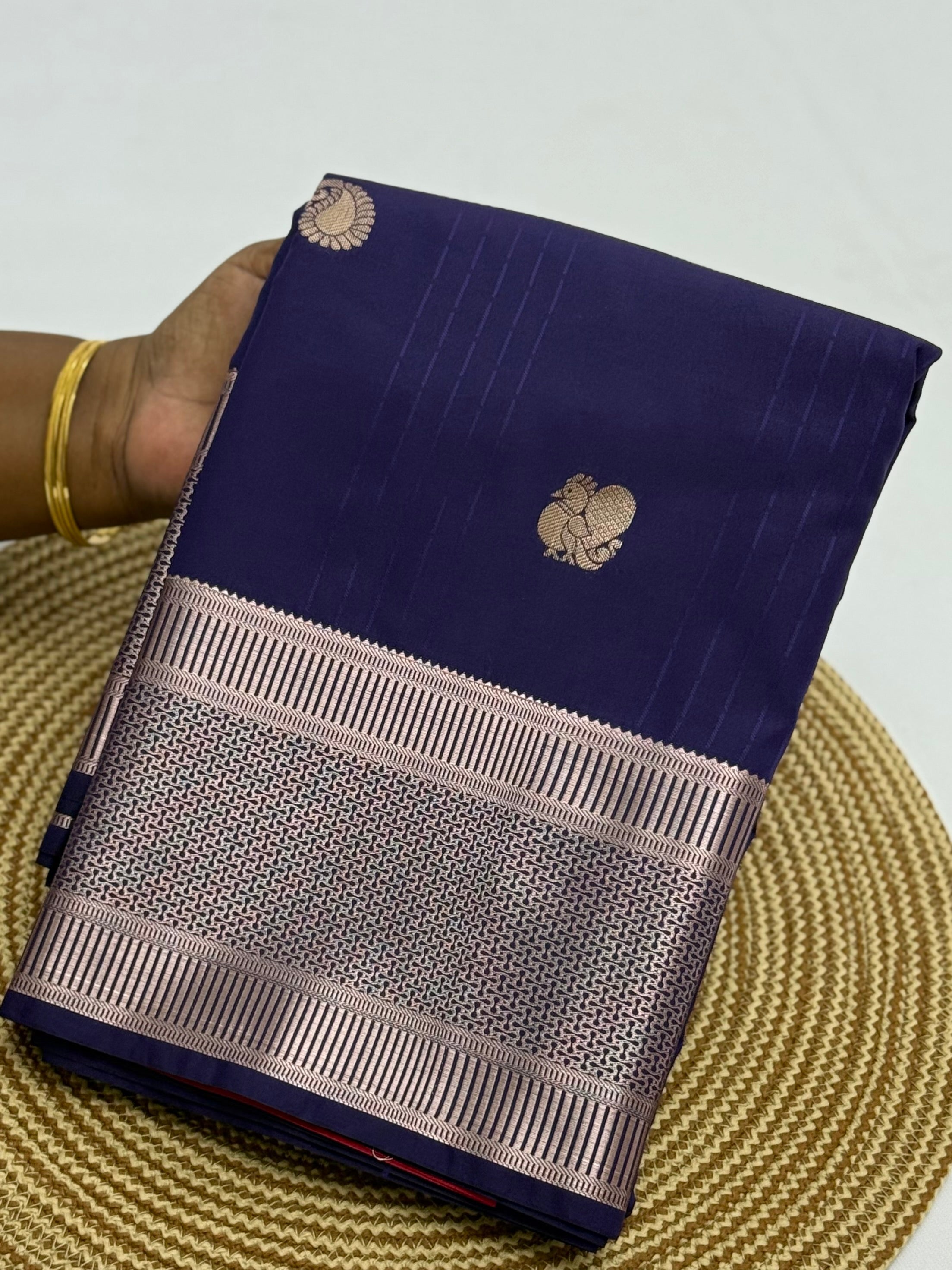 PREMIUM SEMI KANCHI SILK SAREE - INDIGO
