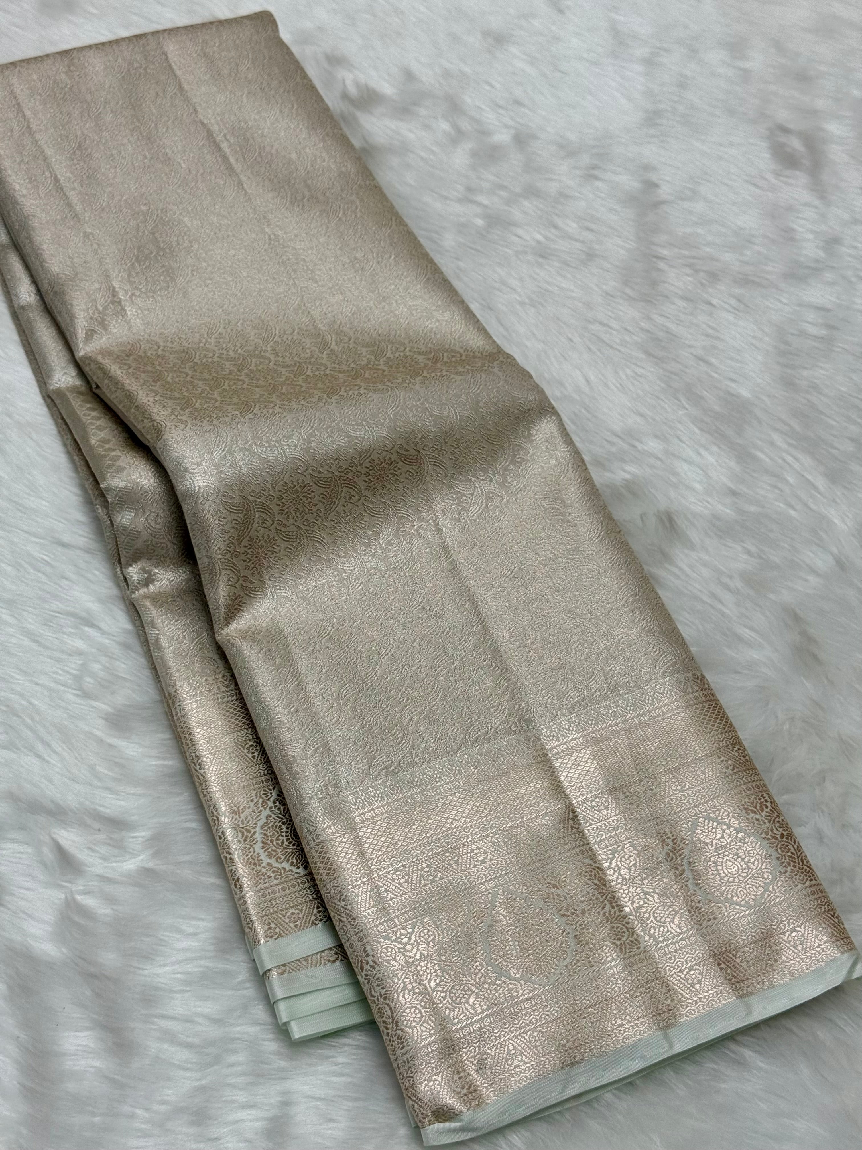 PREMIUM SEMI KANCHI TISSUE SILK SAREE - CREAM