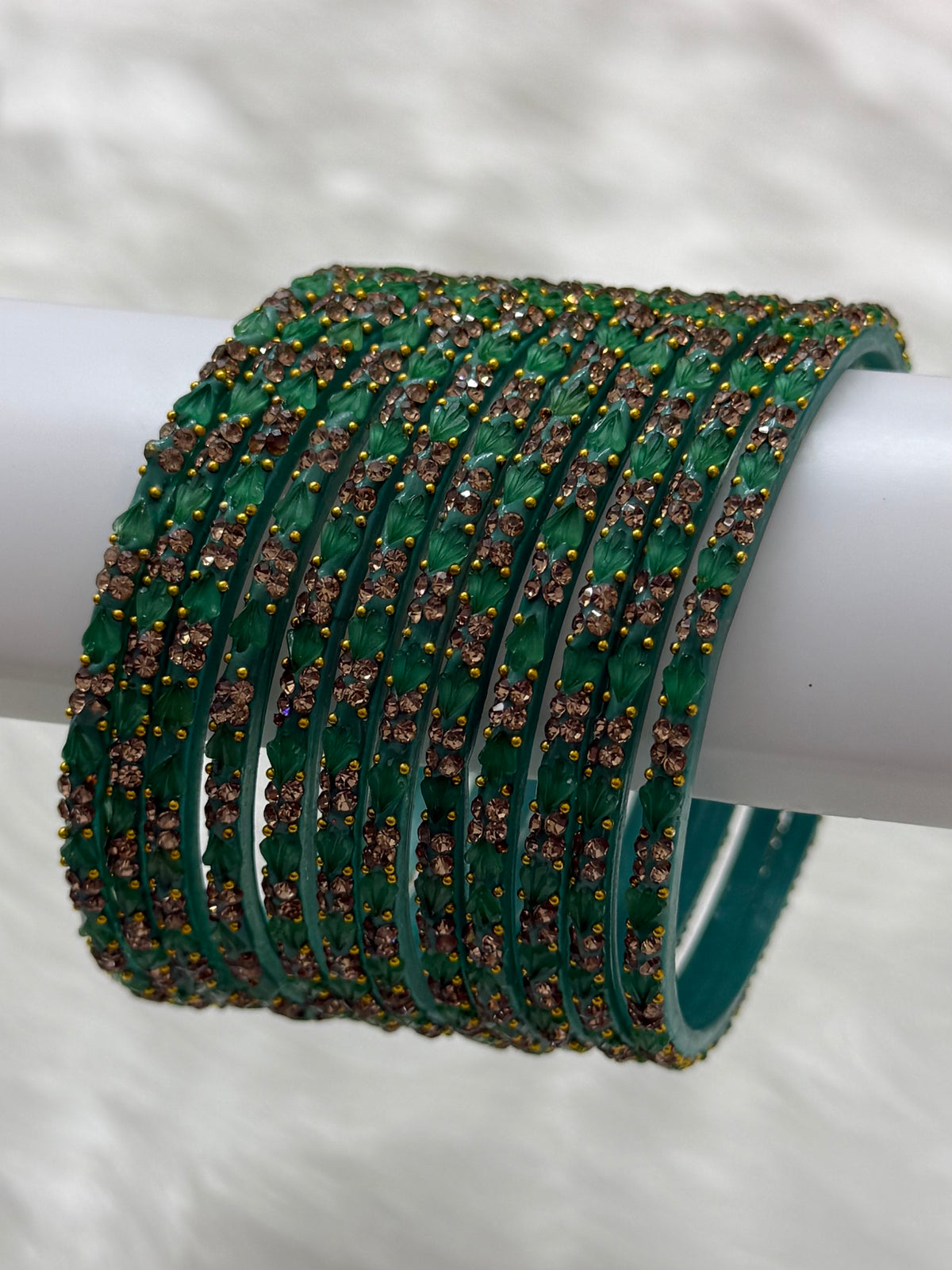 PREMIUM STONE STUDDED GLASS BANGLES PACK OF 12