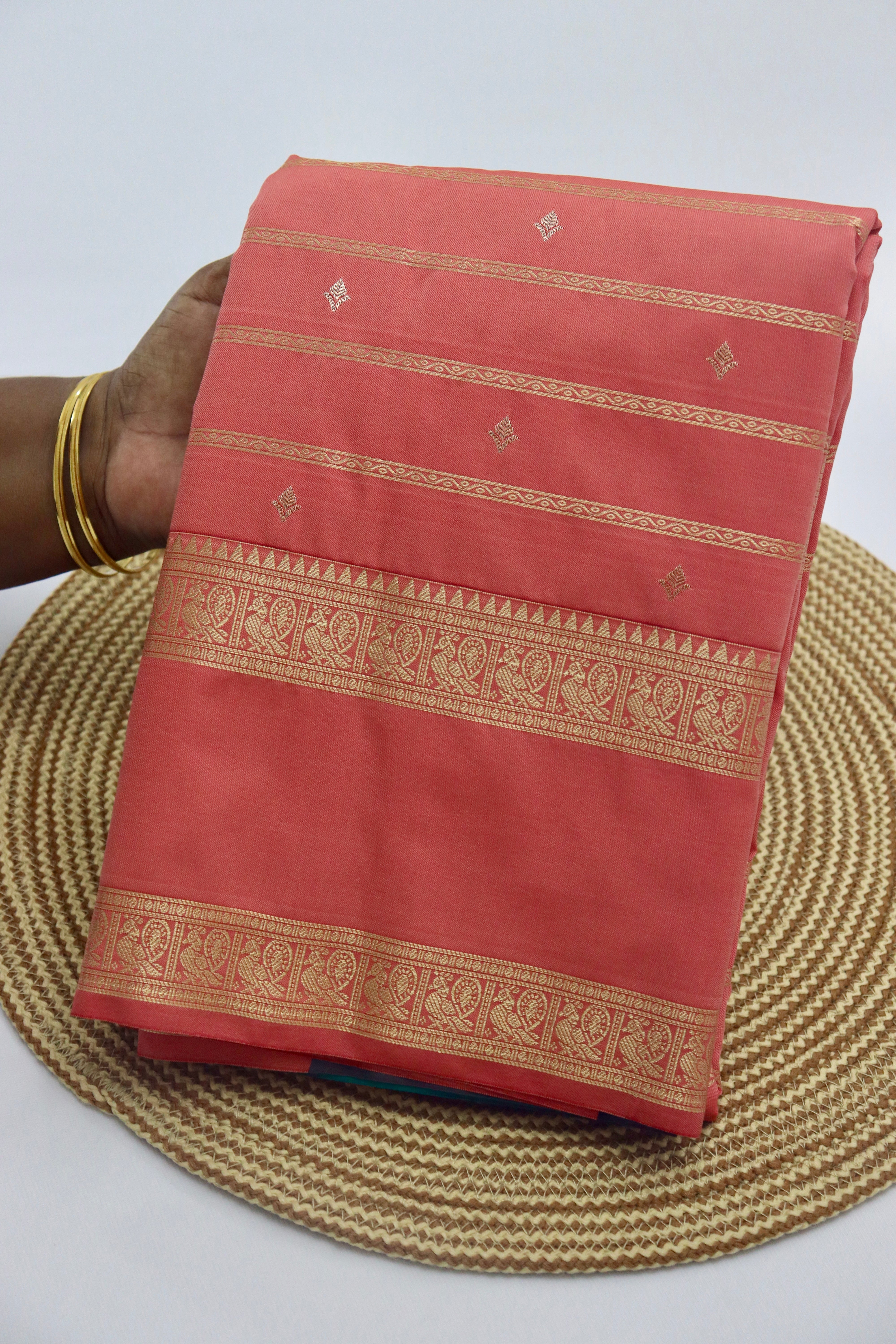 PREMIUM SEMI KANCHI SILK SAREE - BRICK PINK