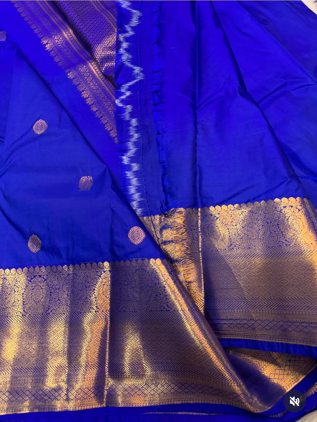 PREMIUM SEMI KANCHI SILK SAREE - ROYAL BLUE