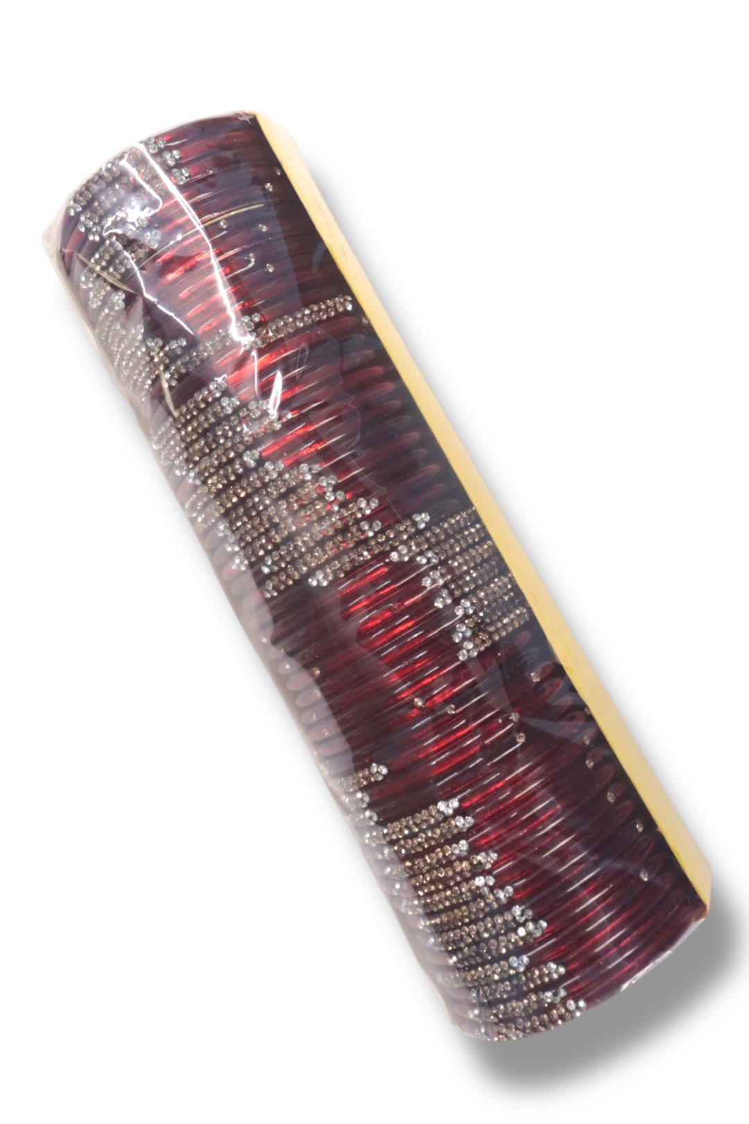 MIXED SIZE CHUMKI WORK GLASS BANGLS - MAROON (BOX OF 48 PCS)