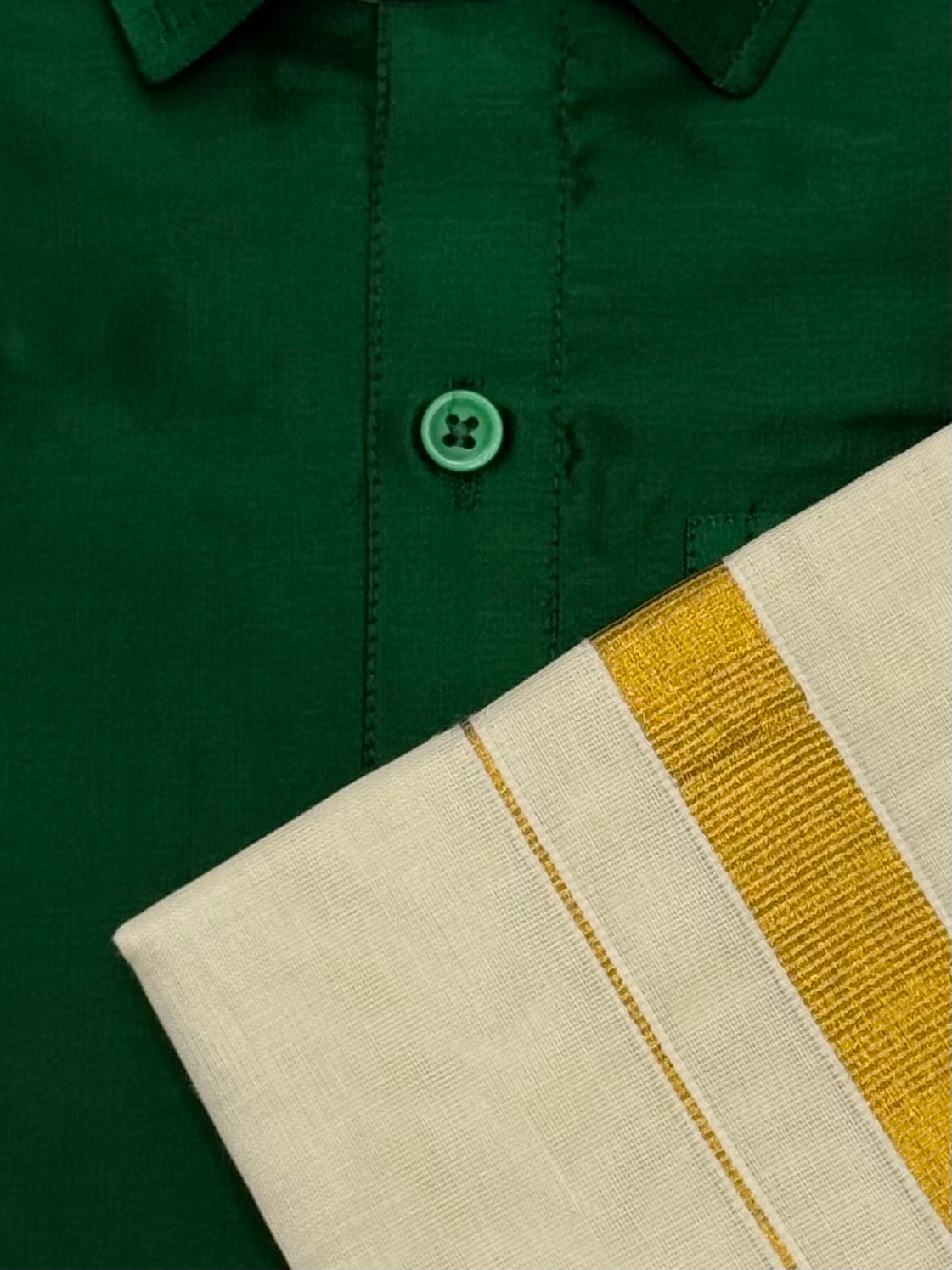 KIDS BOYS VELCRO DHOTI & SHIRT COMBO SET - EMERALD
