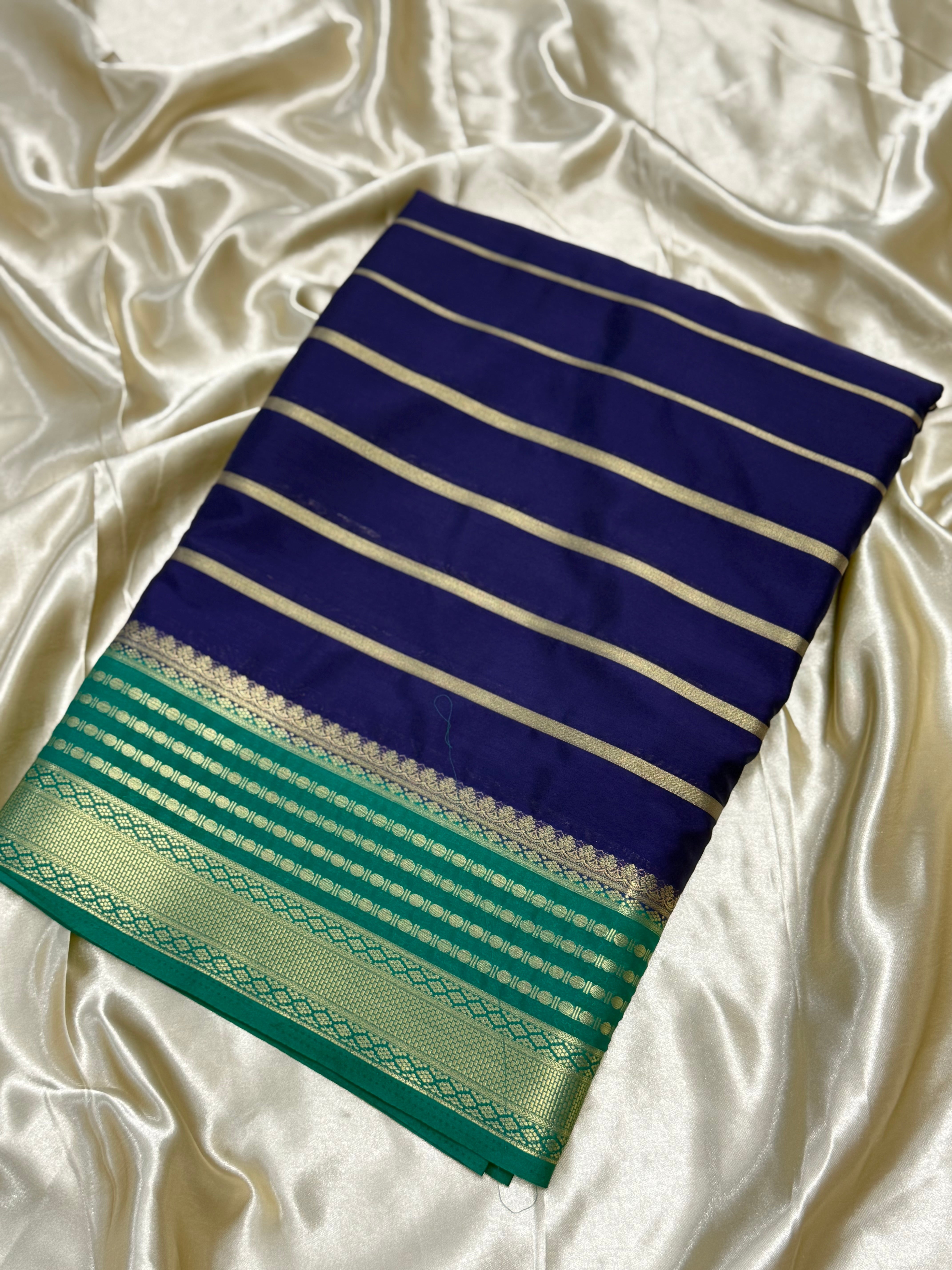 SEMI MYSORE CREPE  SILK SAREE - PURPLE
