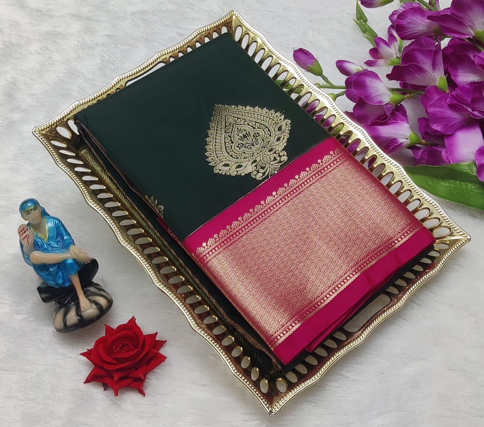 PREMIUM KORVAI SOFT SILK SAREE - DARK GREEN