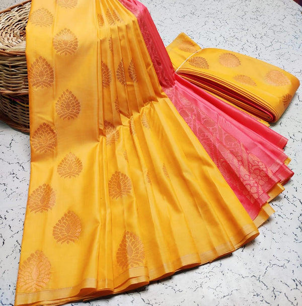 KARUNYA SPECIAL SOFT SILK SAREE - HONEY YELLOW