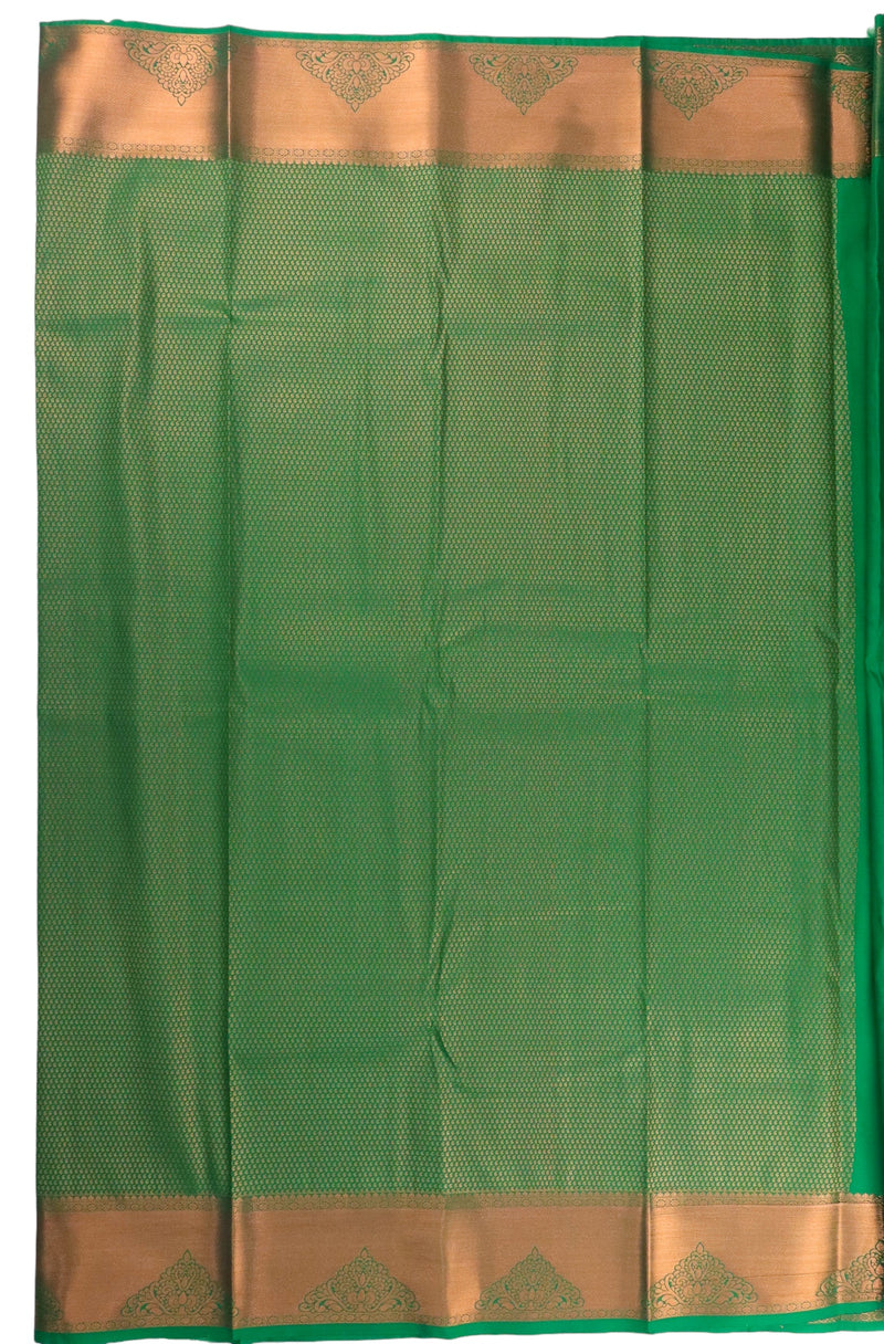 GREEN ART SILK SAREE WITH COPPER ZARI BORDER