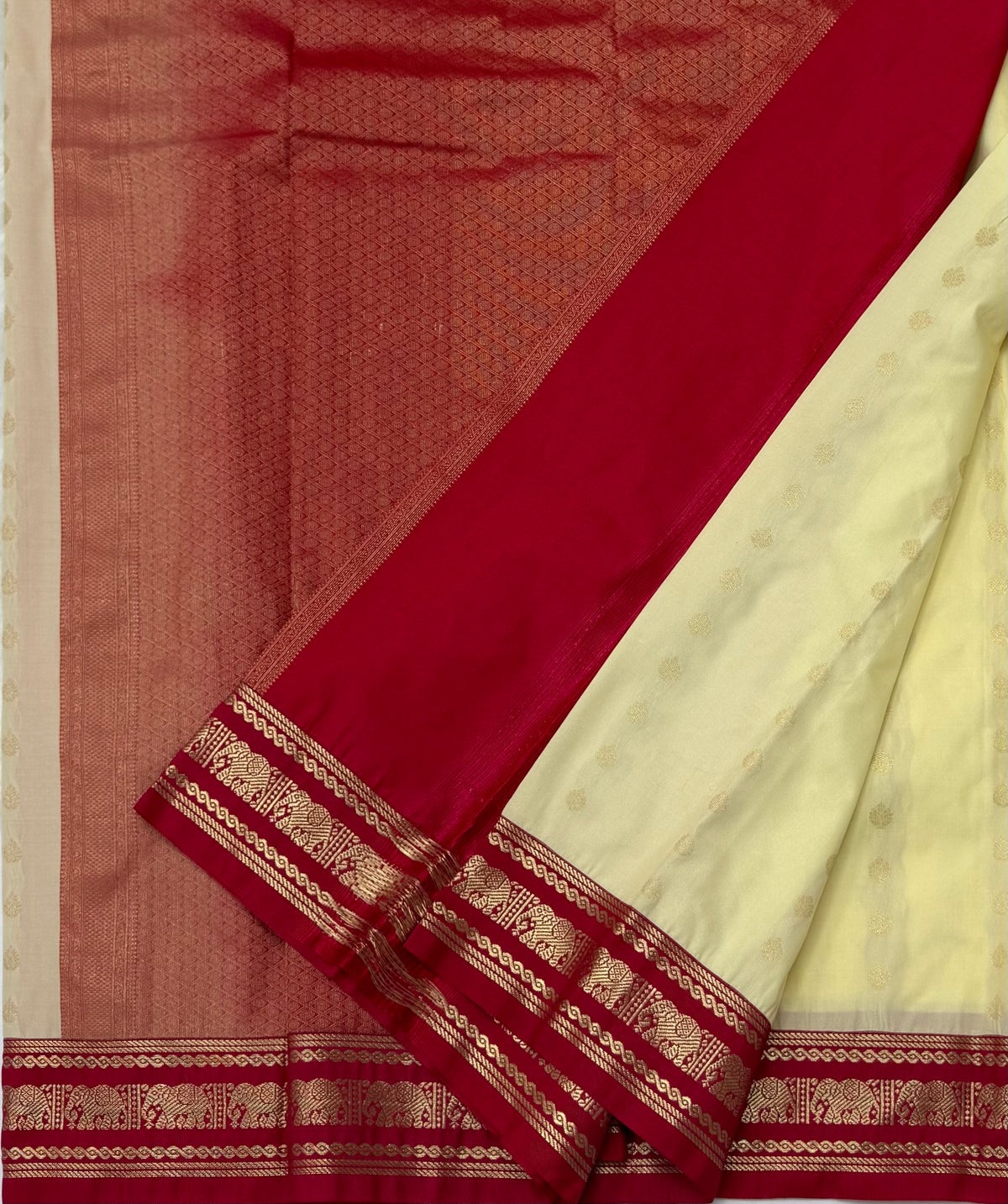 PREMIUM SEMI KANCHI SILK SAREE - CREAM