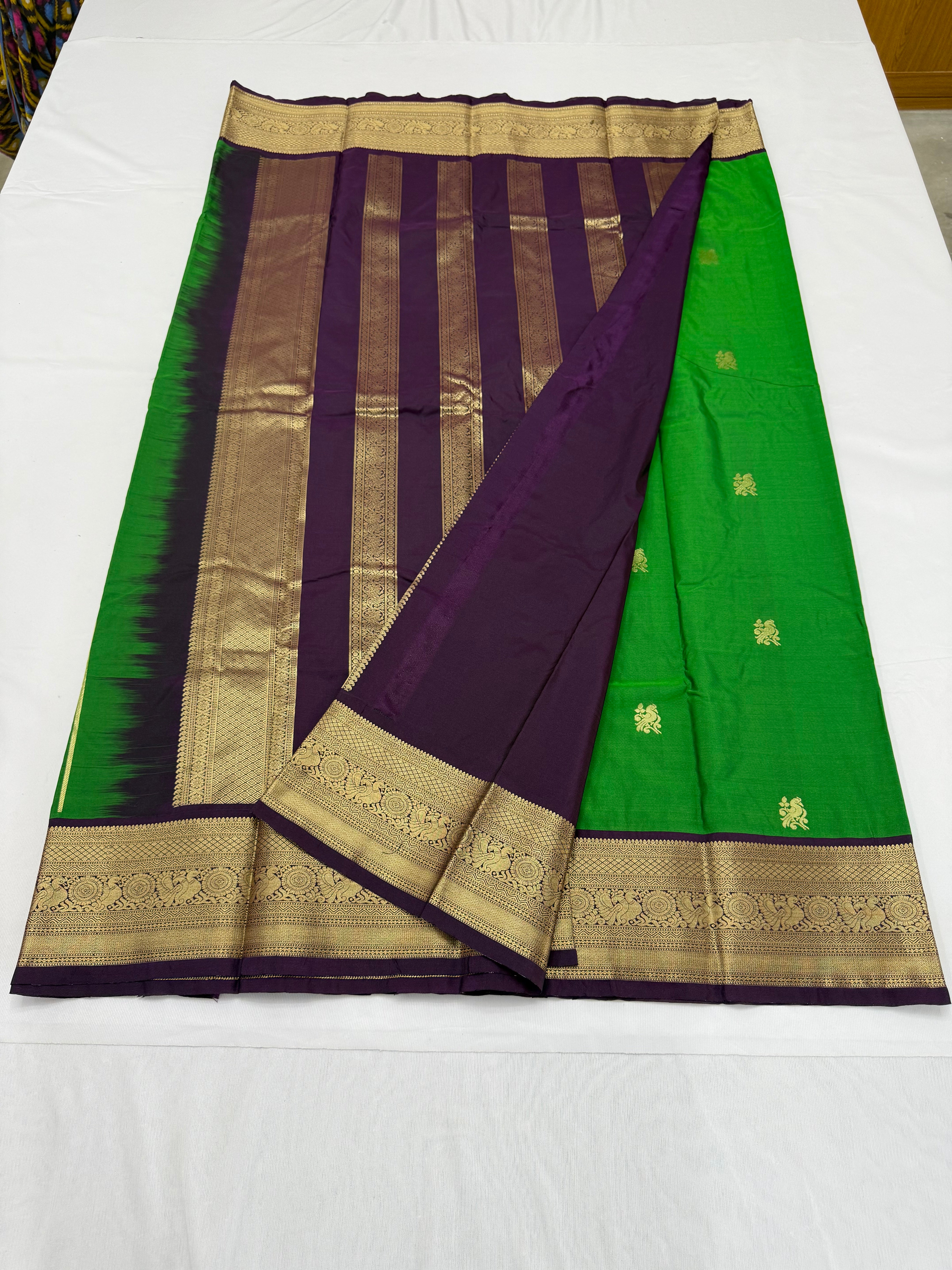 PREMIUM SEMI KANCHI SILK SAREE - SHAMROCK