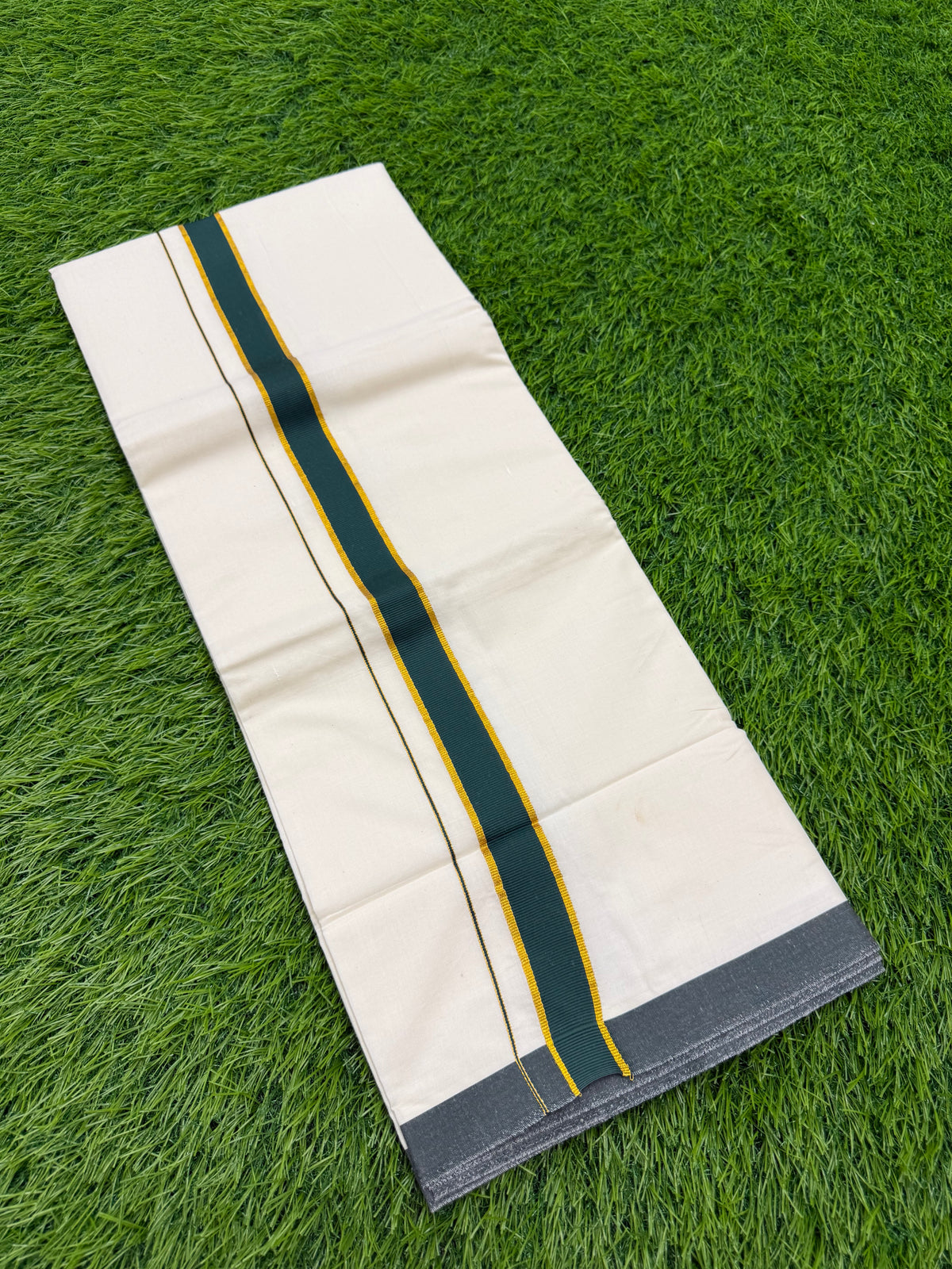 MEN'S CREAM DOUBLE DHOTI WITH FANCY BORDER