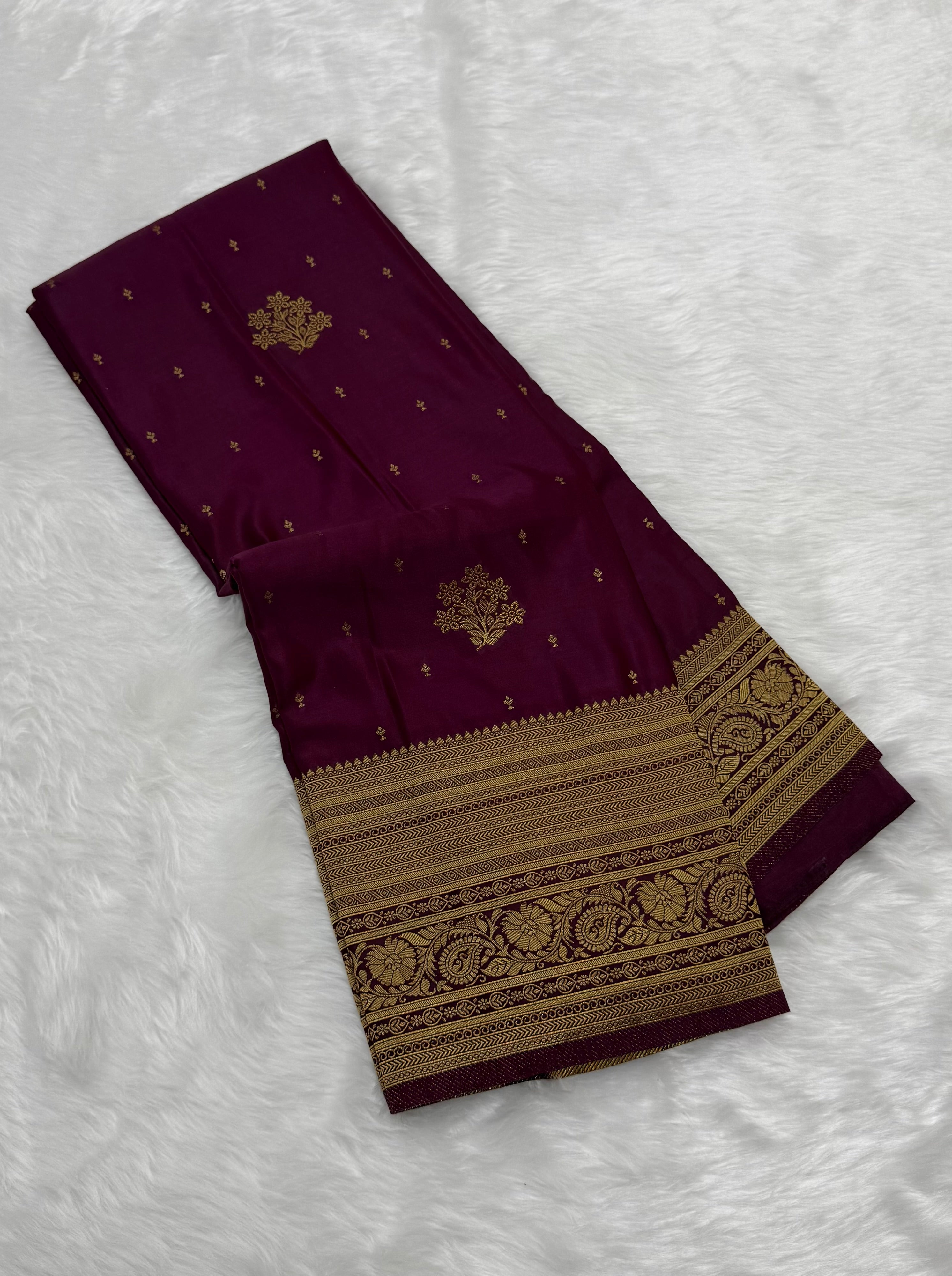 BEAUTIFUL SATIN FANCY SAREE - EGGPLANT