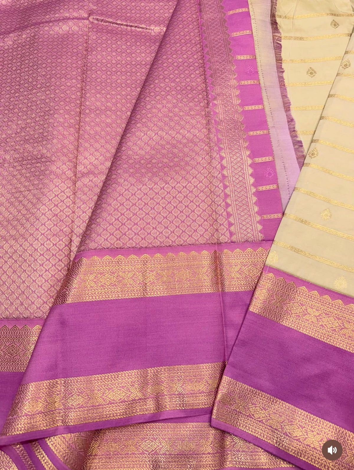PREMIUM SEMI KANCHI SILK SAREE - CREAM