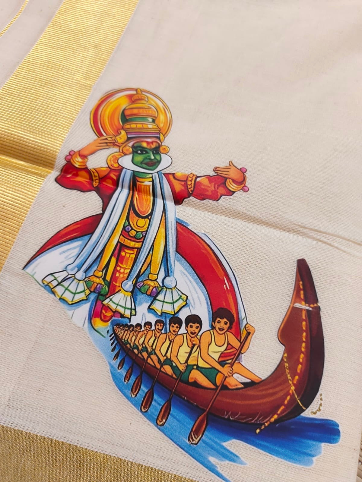 PREMIUM GOLDEN KASAVU PRINTED DOUBLE MUNDU