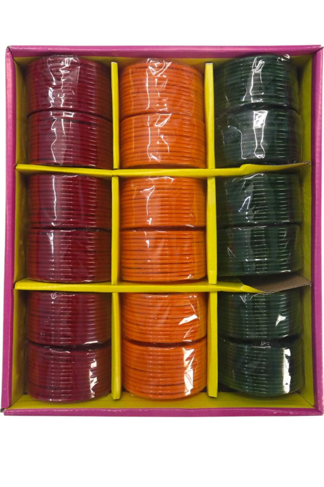 PLAIN GLASS BANGLES - 3 COLOUR MIX(BOX OF 216 PCS)