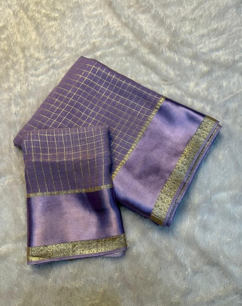 PARTYWEAR  VISCOSE GEORGETTE SAREE WITH SATIN BORDER - LAVENDER