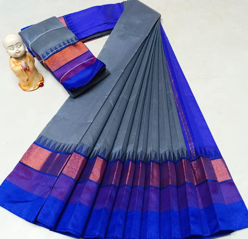 KORVAI SILK MONIKA COTTON SAREES - GREY