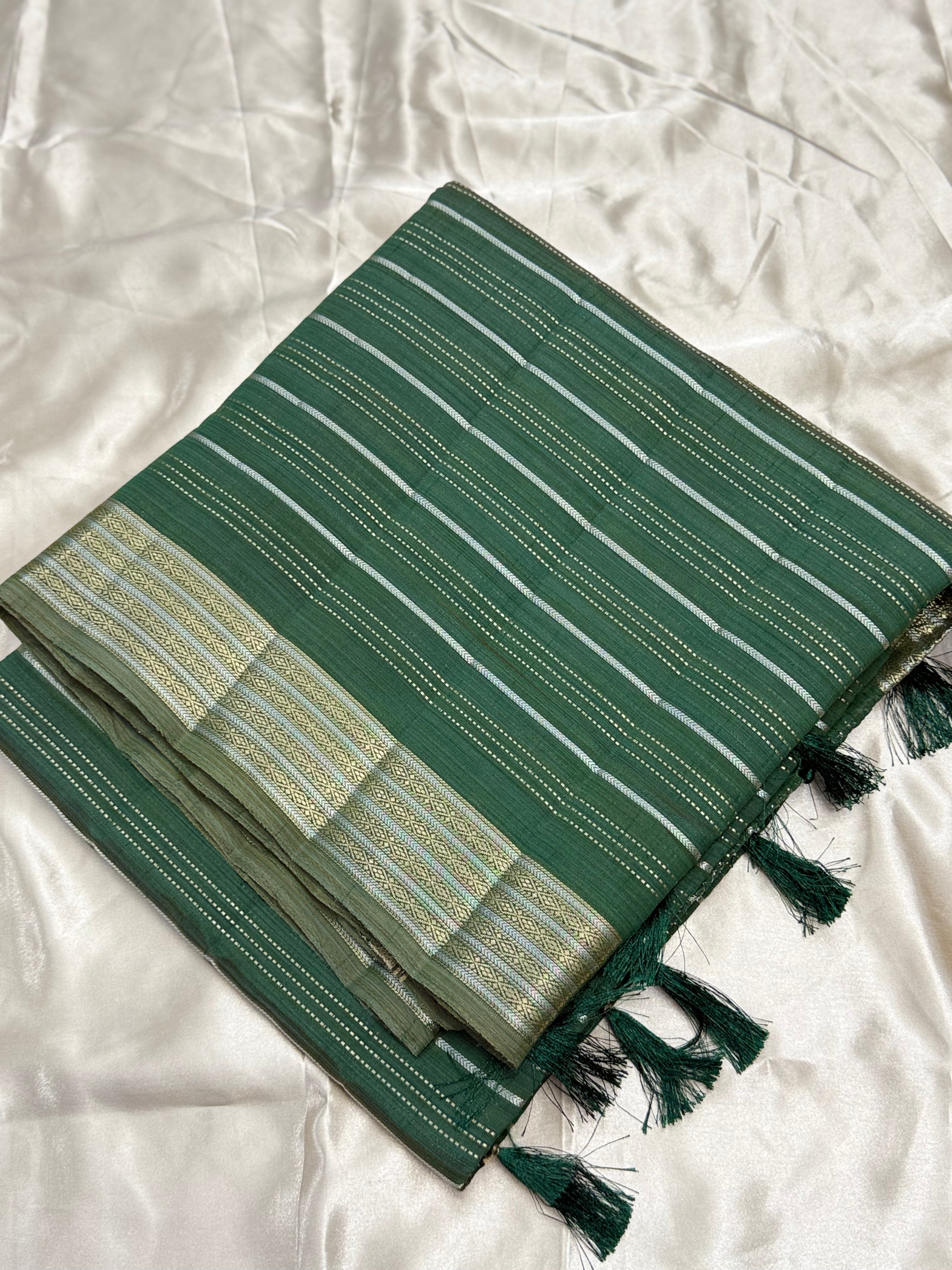 TUSSAR SILK SAREE WITH ZARI BORDER - SACRAMENTO