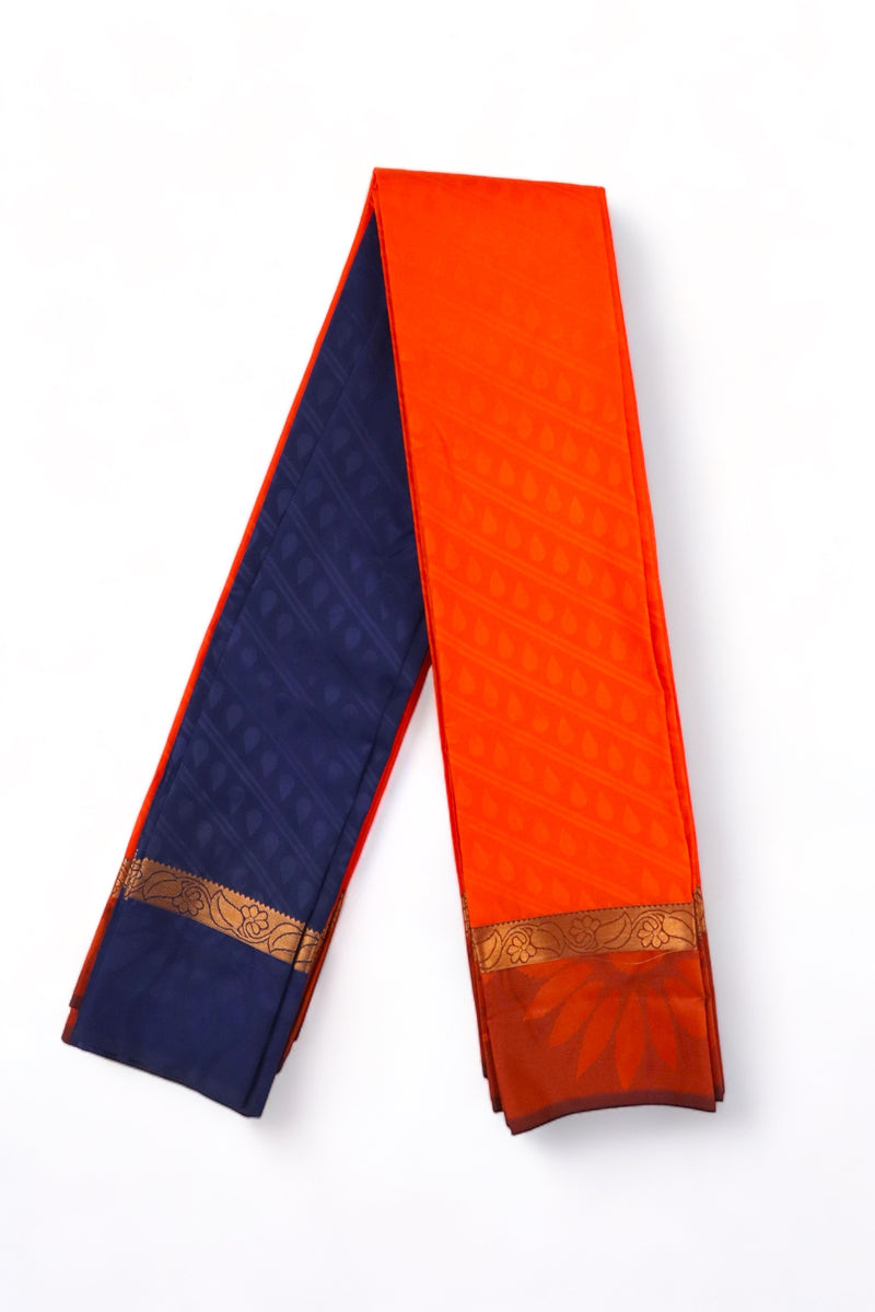 SALAMANDER ORANGE ART SILK SAREE WITH GOLDEN ZARI BORDER