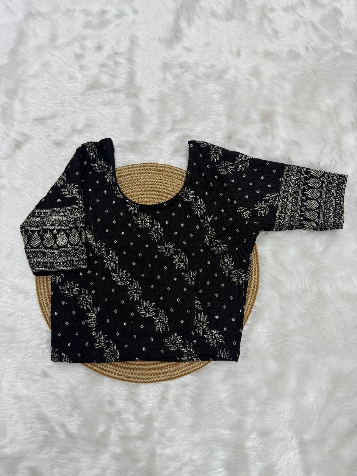 FLORAL PRINTED STRETCHABLE BLOUSE - BLACK