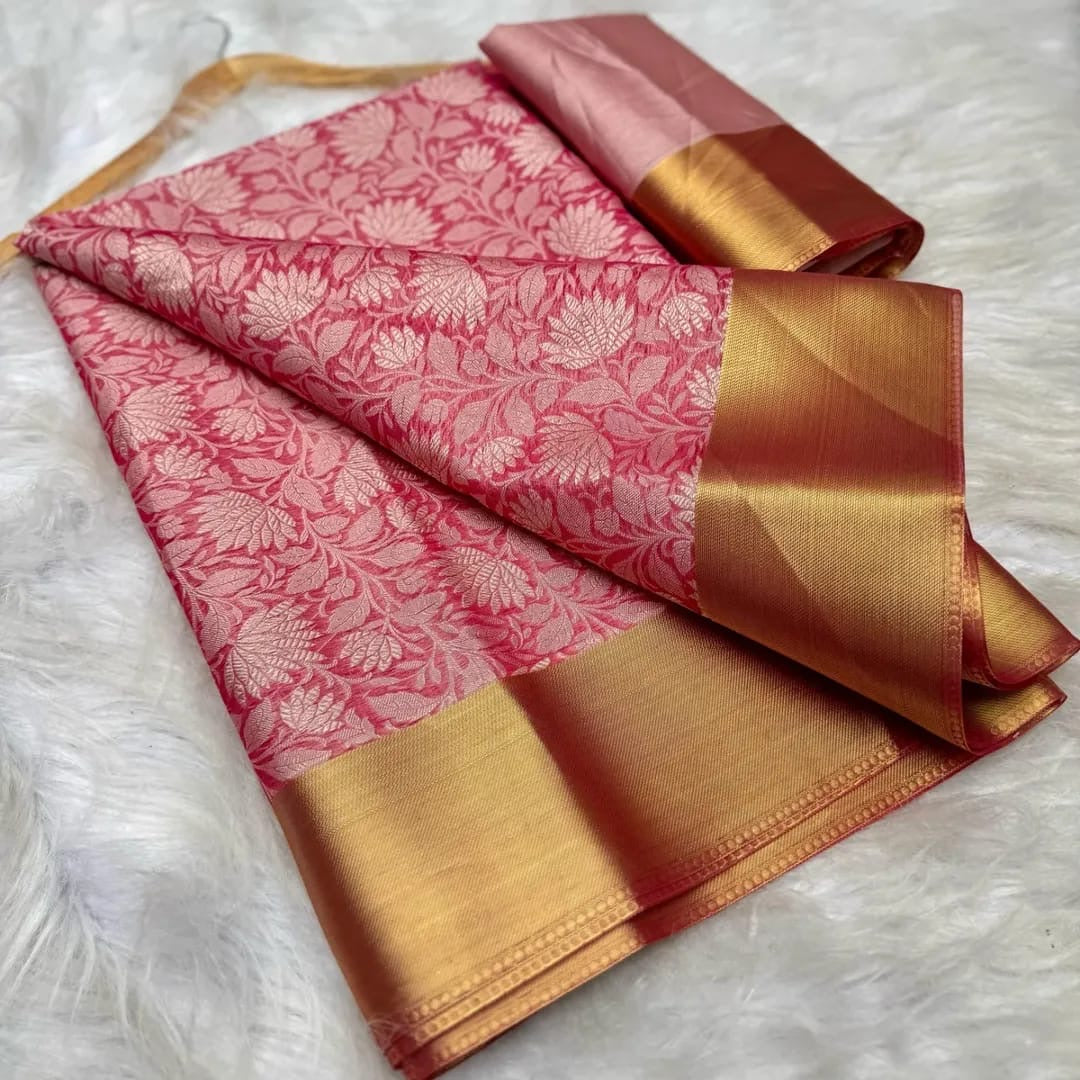 NITA AMBANI MAM PINK KANCHIPURAM TISSUE SILK SAREE
