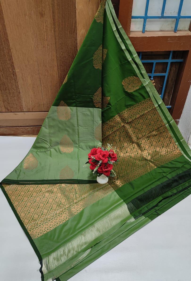 KANCHIPRAM SOFT SILK SAREES - PARAKEET GREEN