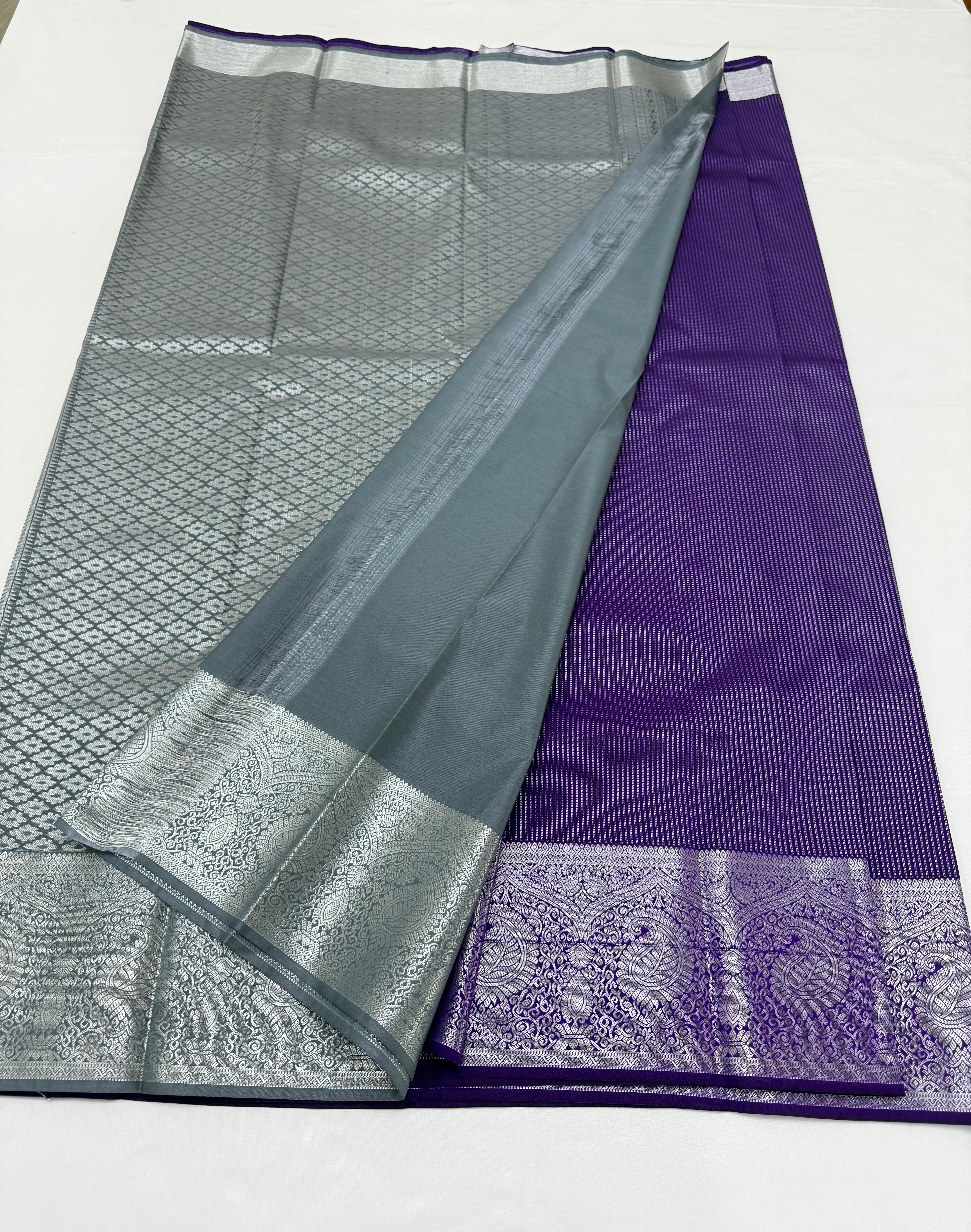 PREMIUM SEMI KANCHI SILK SAREE - DEEP VIOLET