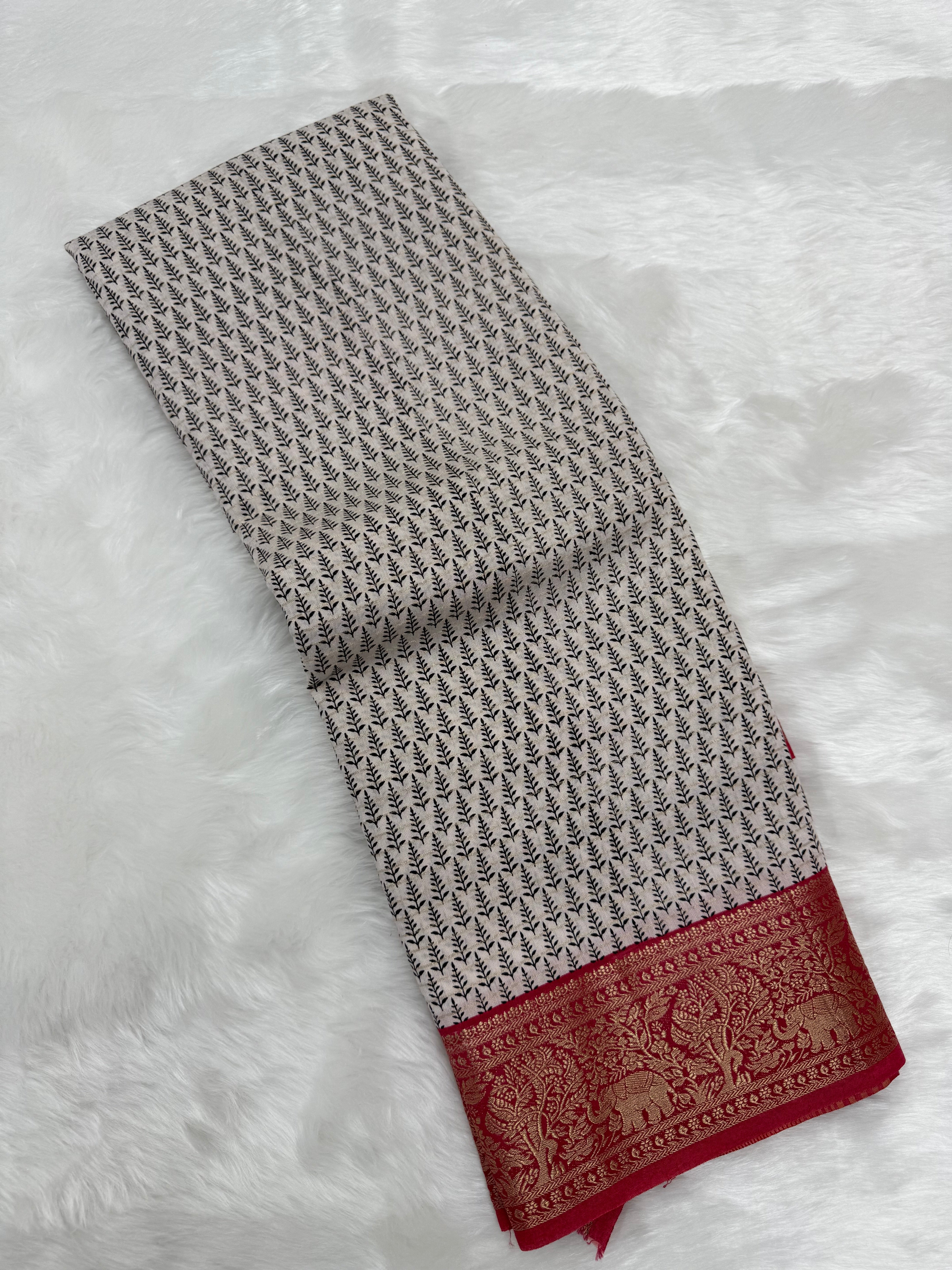 BEAUTIFUL FANCY COTTON SAREE - OFFWHITE