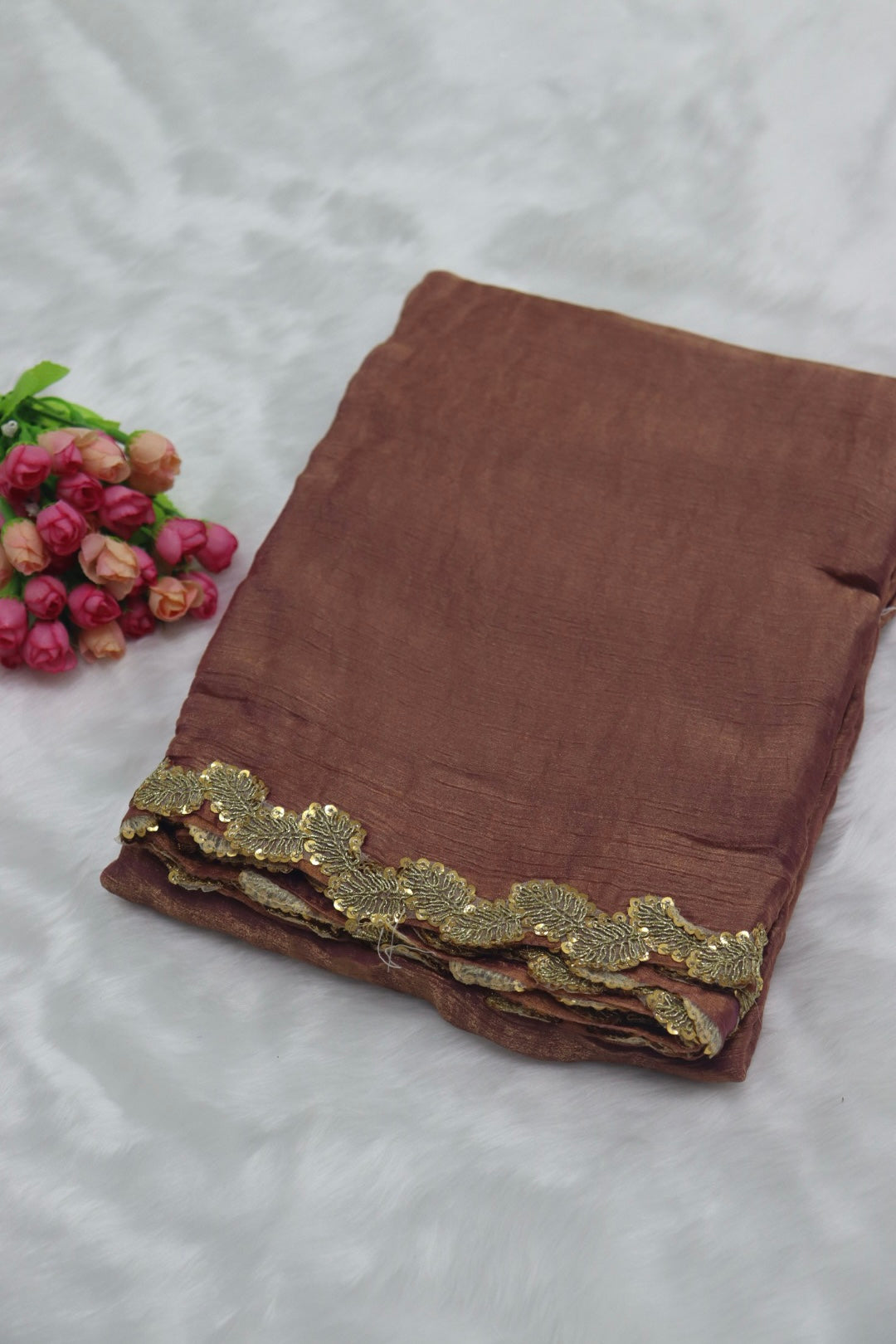 SPACE SILK FANCY SAREES - CORAL PINK