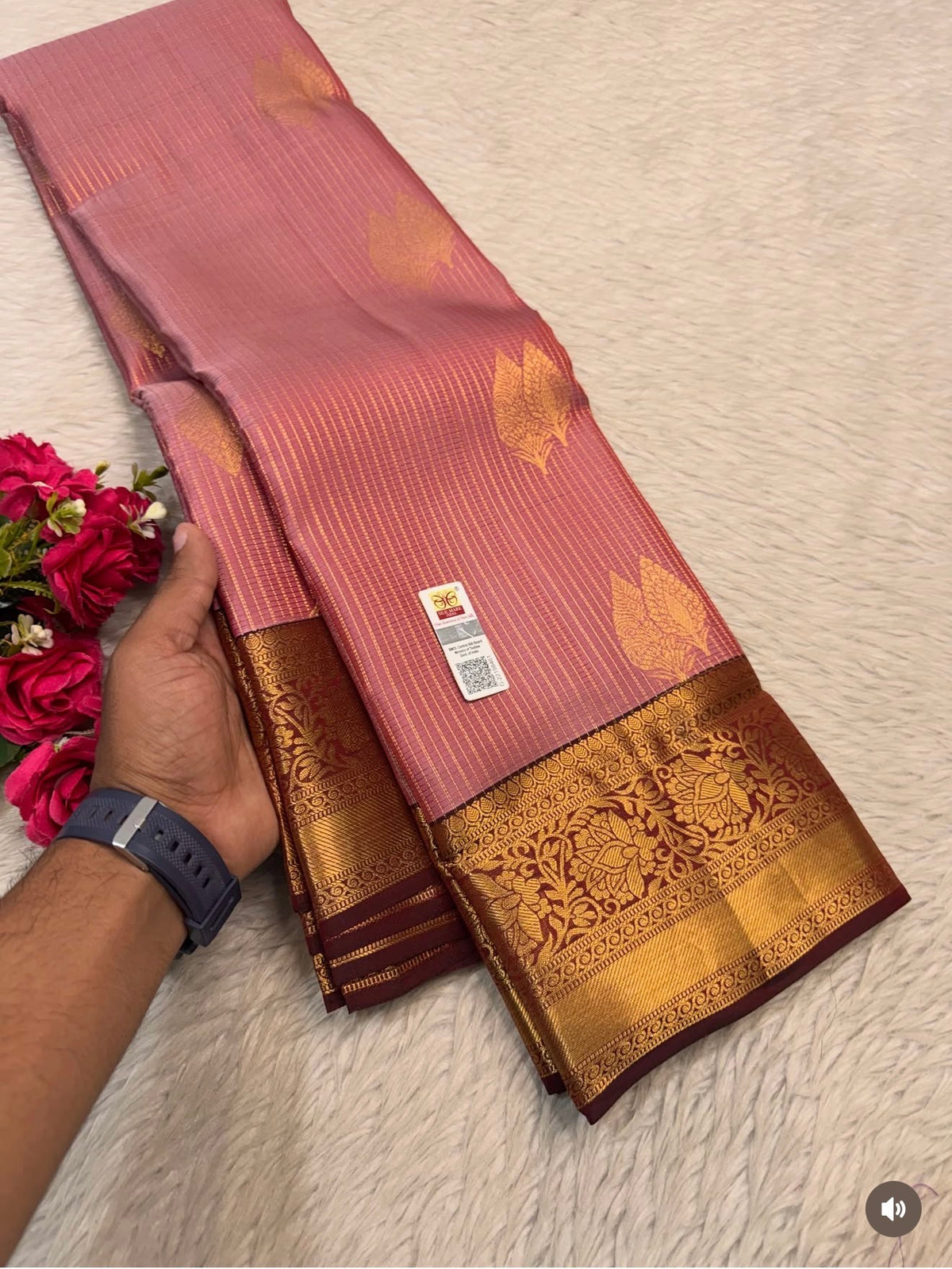 KANCHIPURAM PURE SILK SAREE | SILKMARK® CERTIFIED - BLUSH ROSE