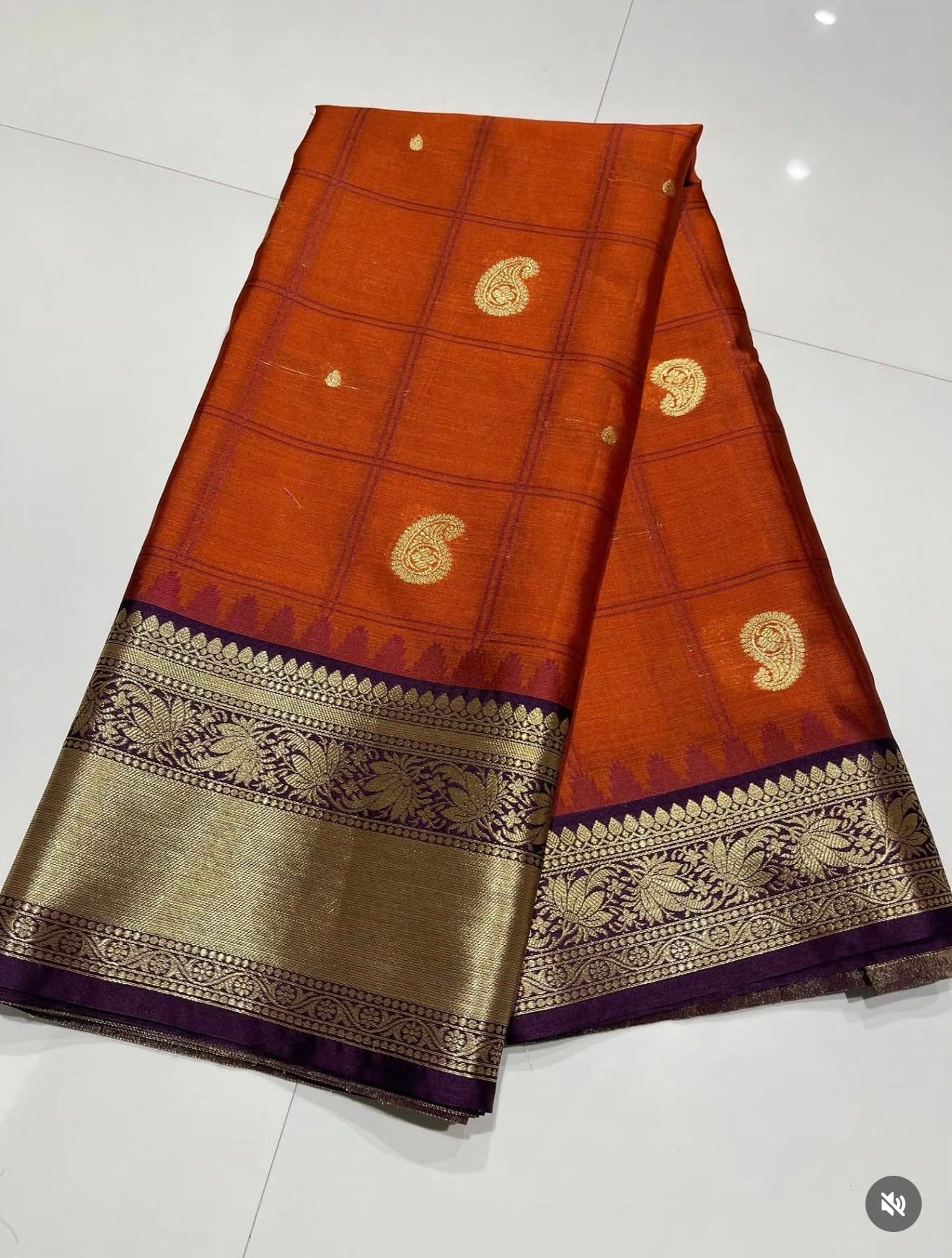 PREMIUM BANARASI SILK SAREE - RUST ORANGE