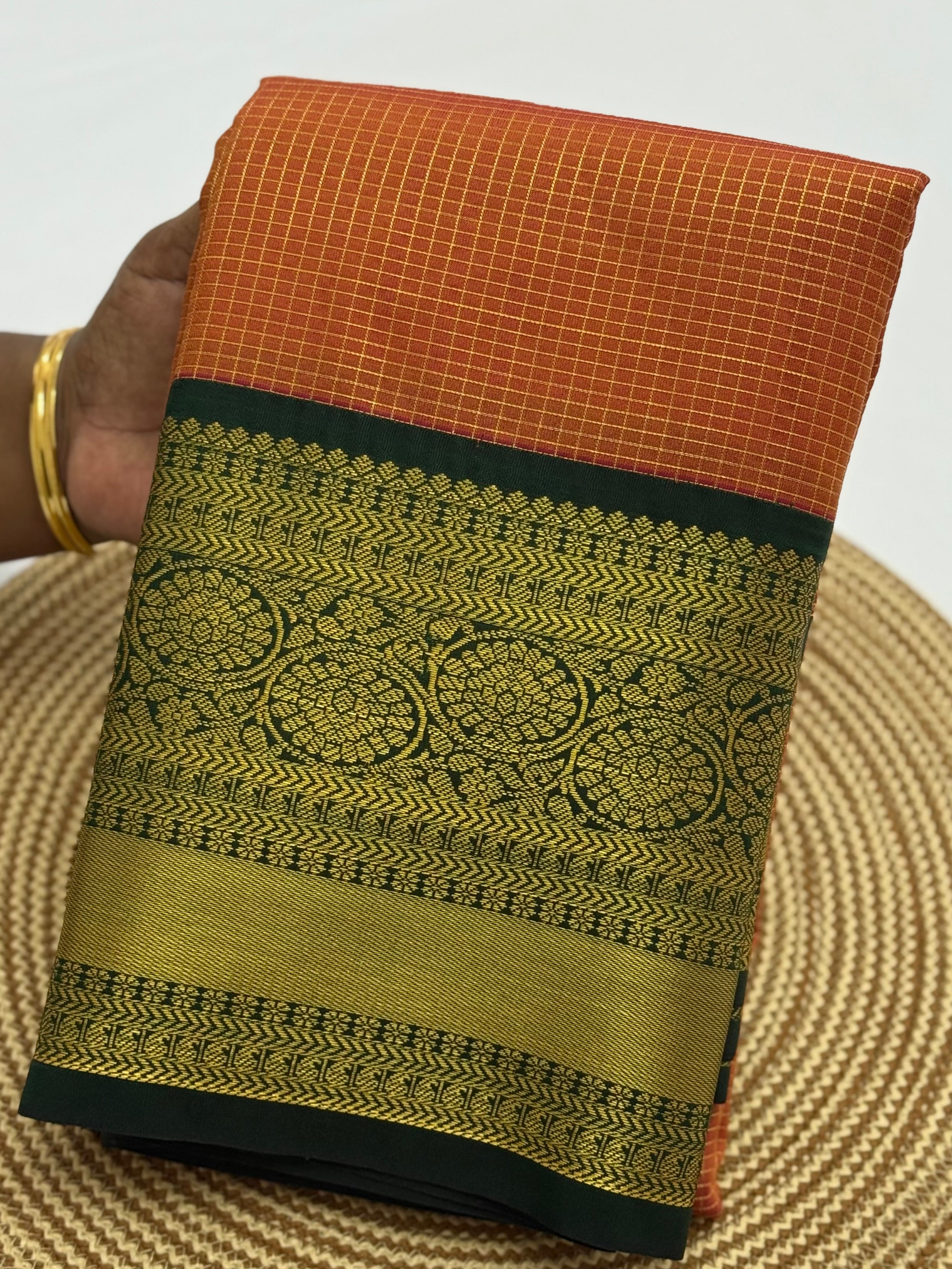 PREMIUM SEMI KANCHI SILK SAREE - ORANGE