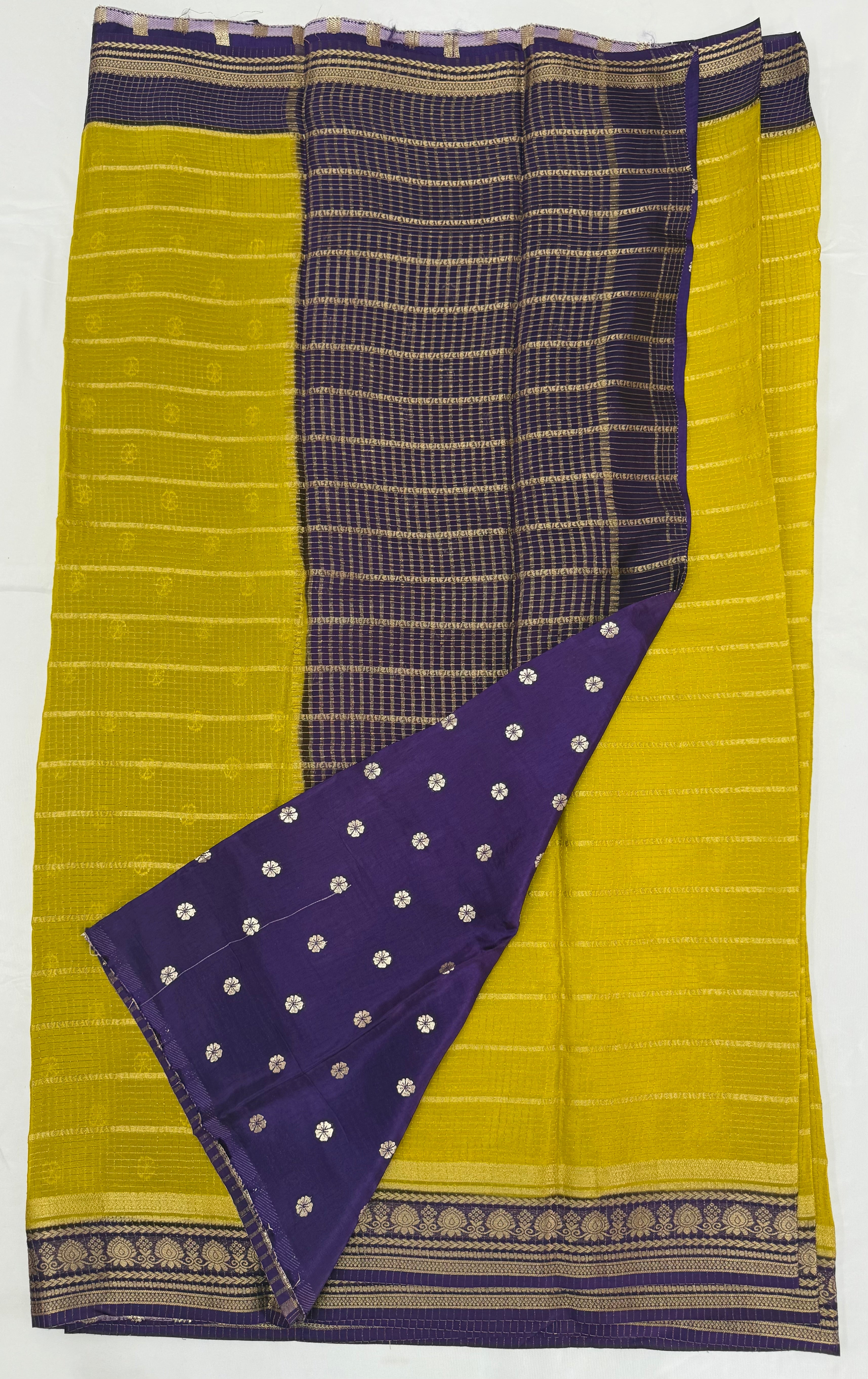 BEAUTIFUL SEMI CREPE SILK SAREE - GOLD