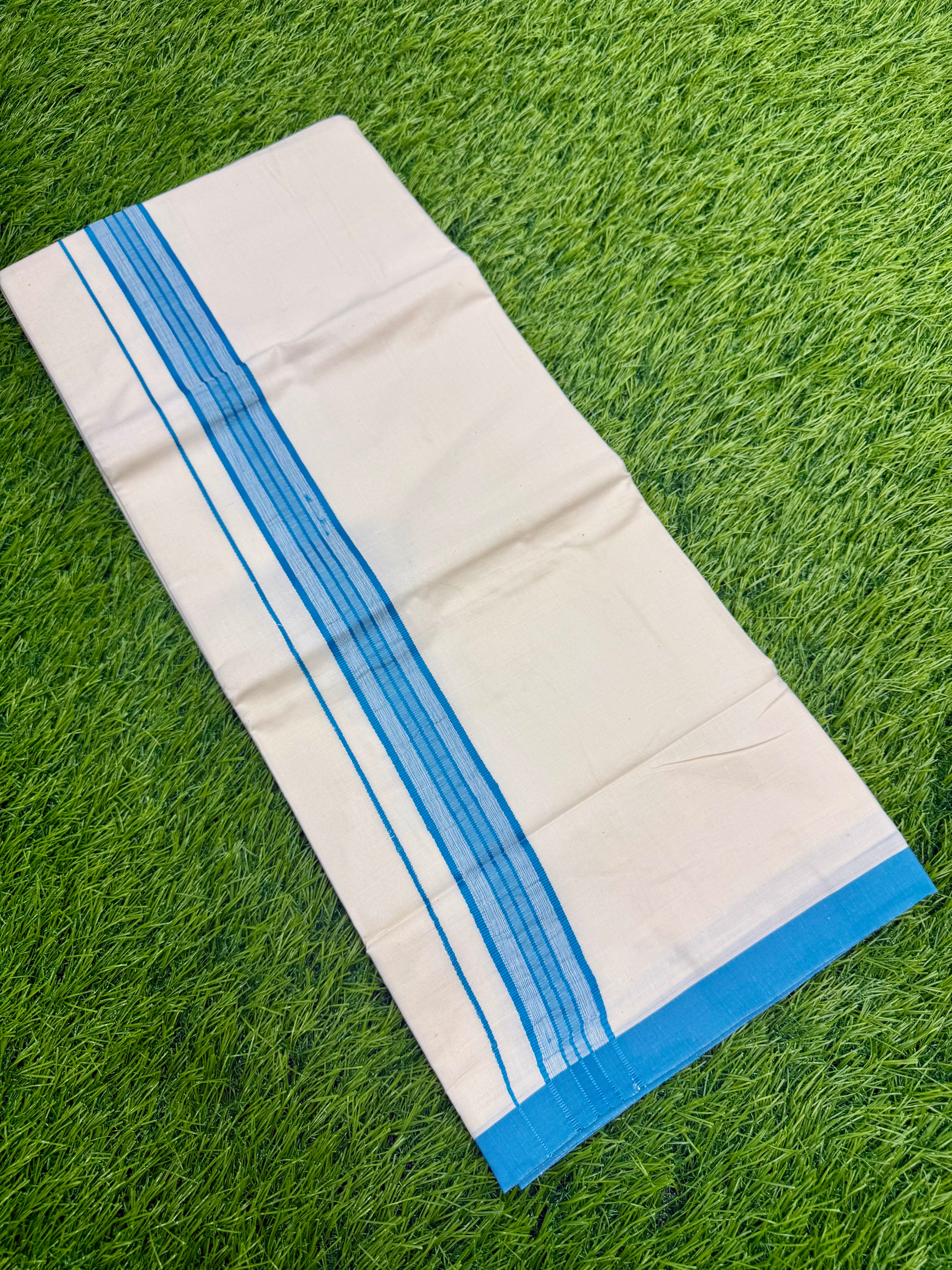 MEN'S DOUBLE DHOTI CREAM WITH FANCY BORDER