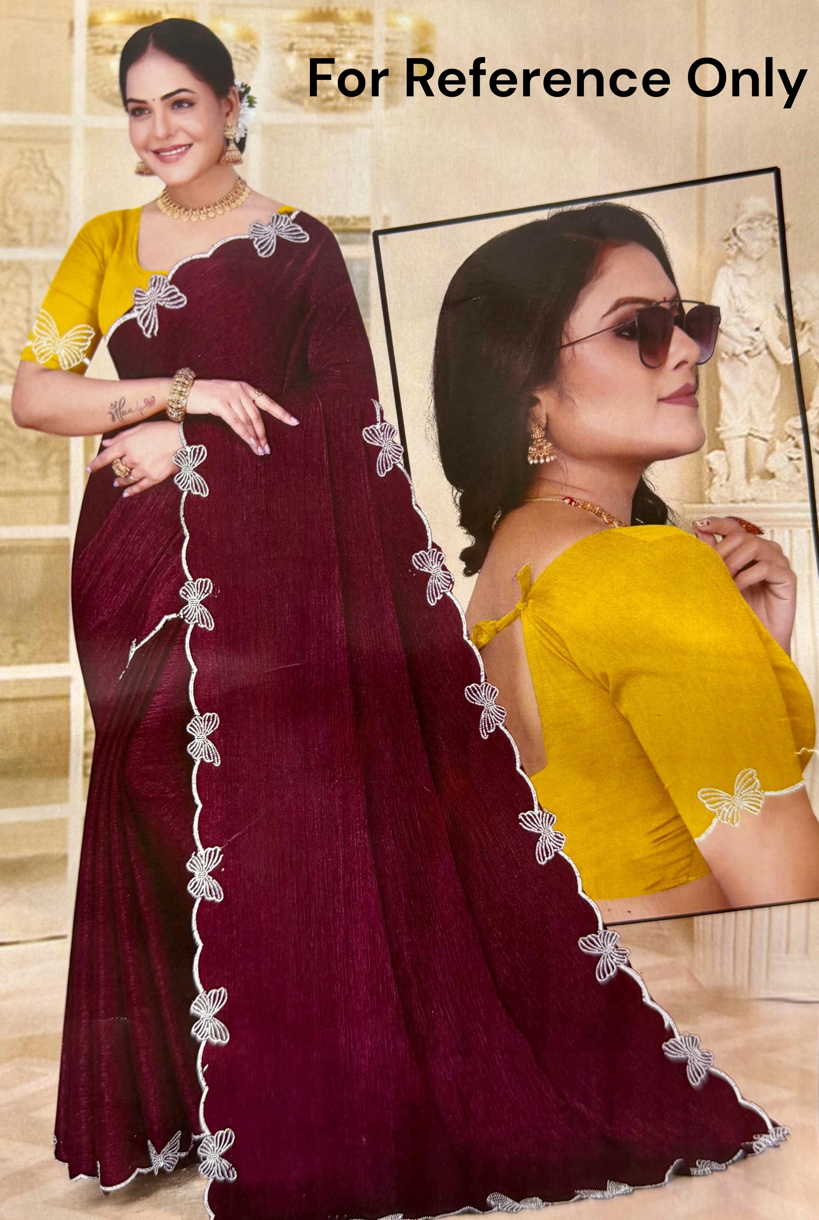 SPACE SILK BUTTERFLY DIAMOND WORK DESIGNER SAREE - GREEN