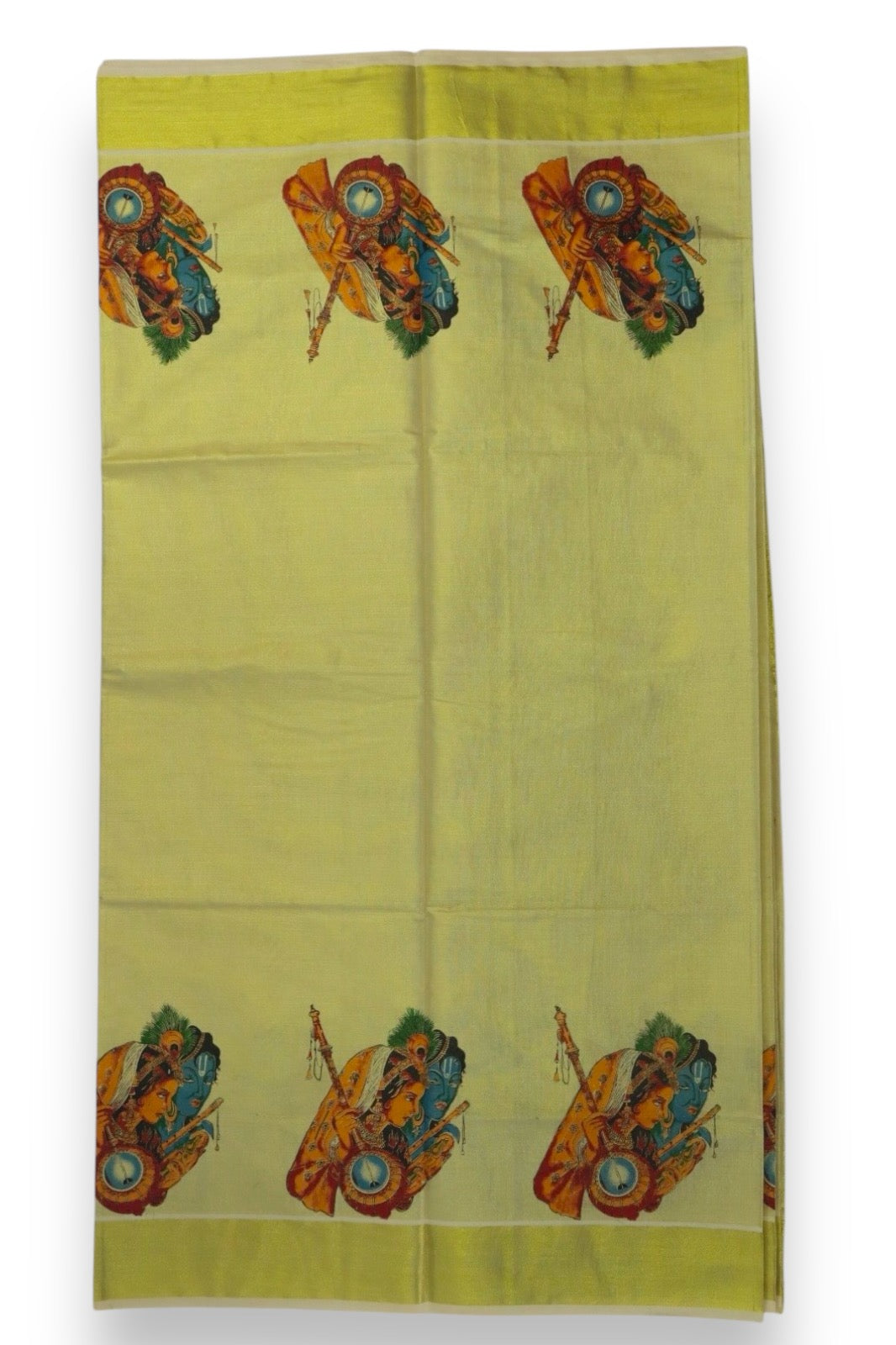 MURAL PAINTED/PRINTED KASAVU TISSUE SAREE (GOLD)