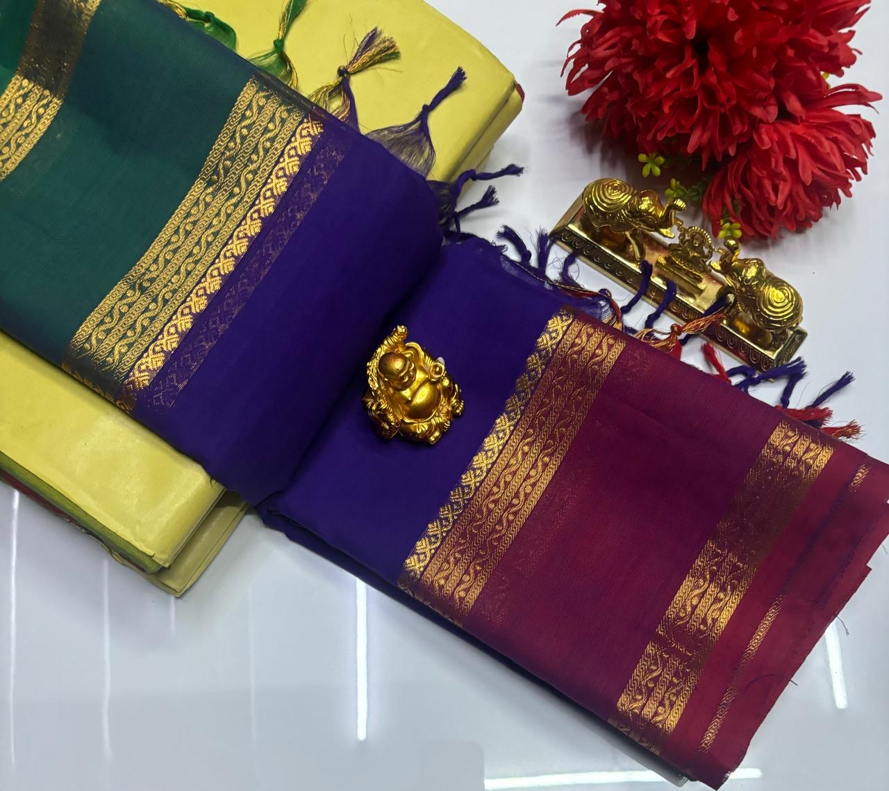 PURE KANCHI COTTON SAREES - BLUE