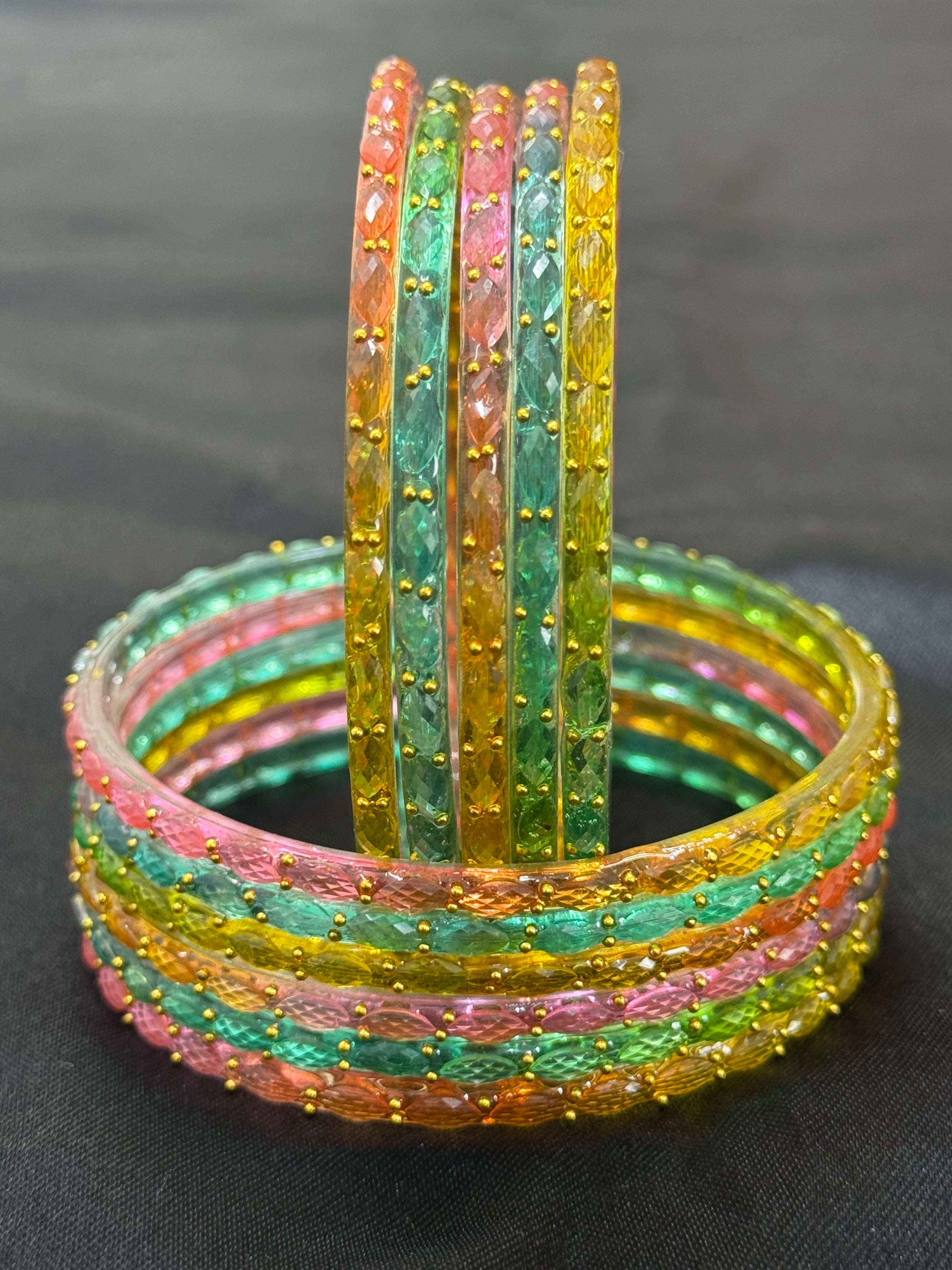 RAINDROP GLASS BANGLES PACK OF 12