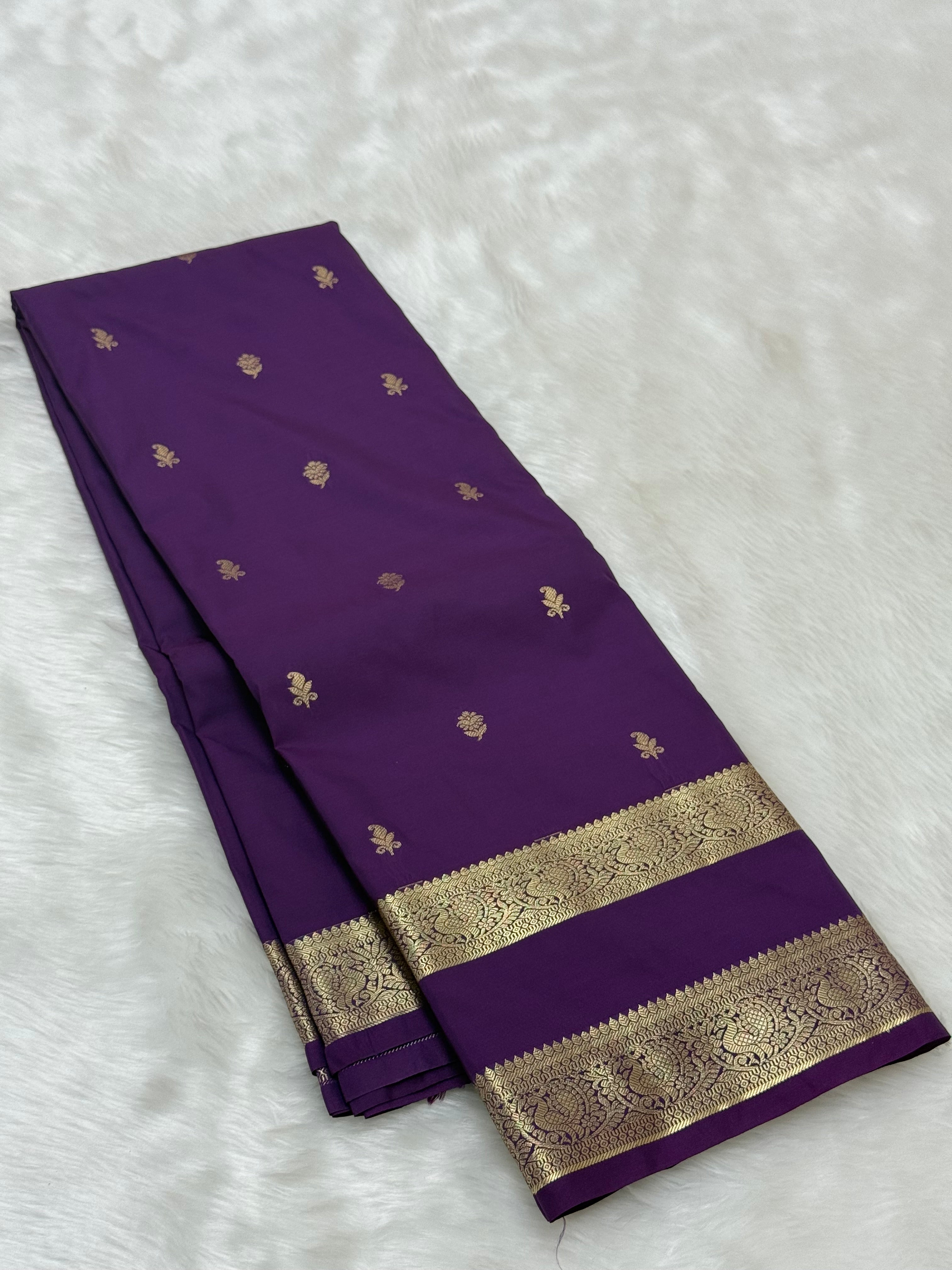 PREMIUM SEMI KANCHI SILK SAREE - PLUM PURPLE
