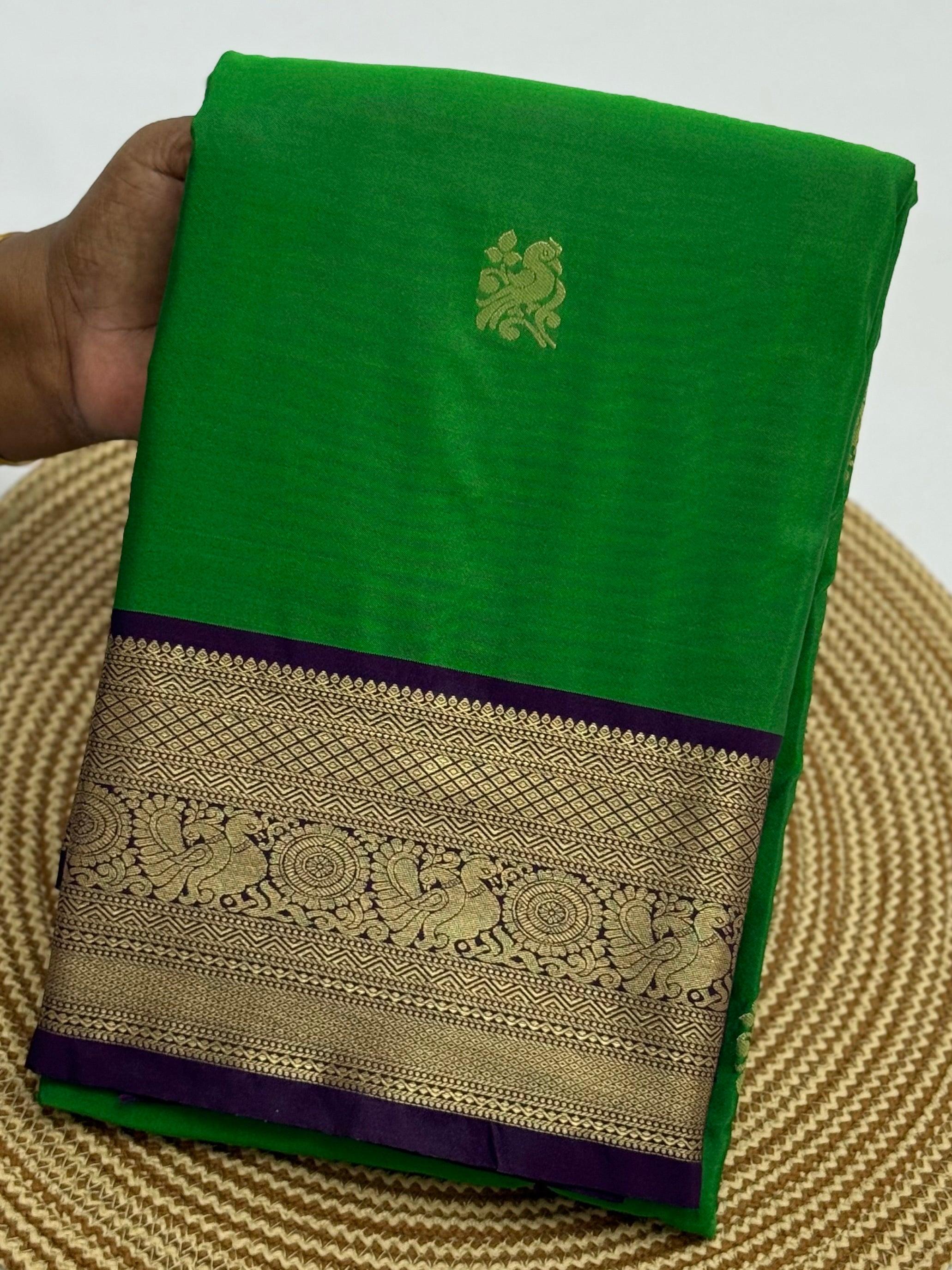 PREMIUM SEMI KANCHI SILK SAREE - SHAMROCK