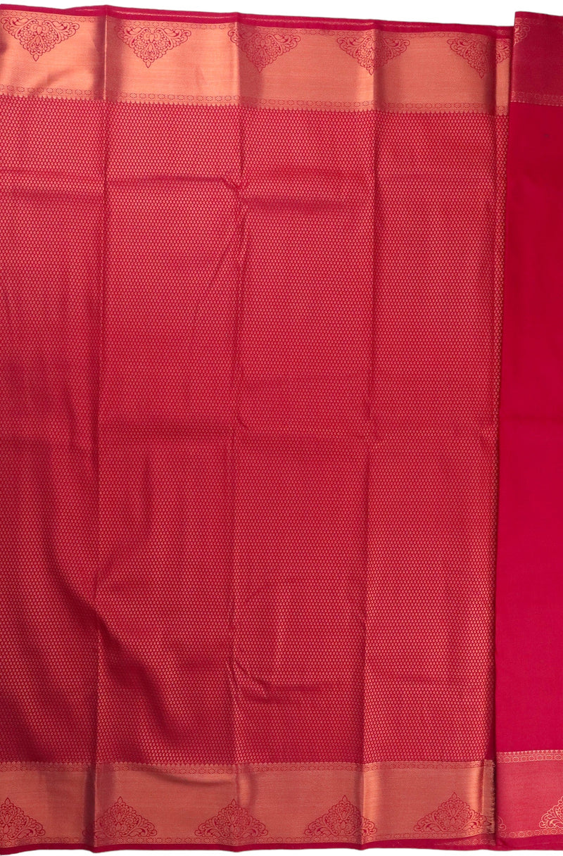 DARK PINK ART SILK SAREE WITH COPPER ZARI BORDER