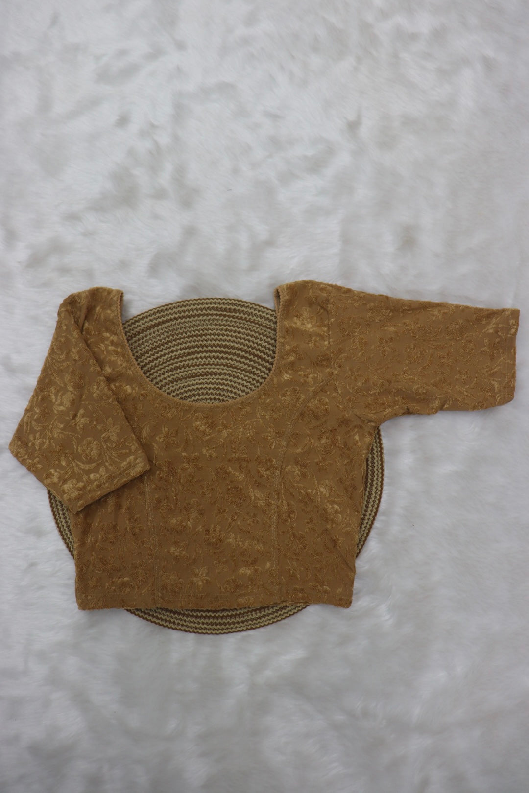 FLORAL EMBOSSED STRETCHABLE BLOUSE - SANDAL