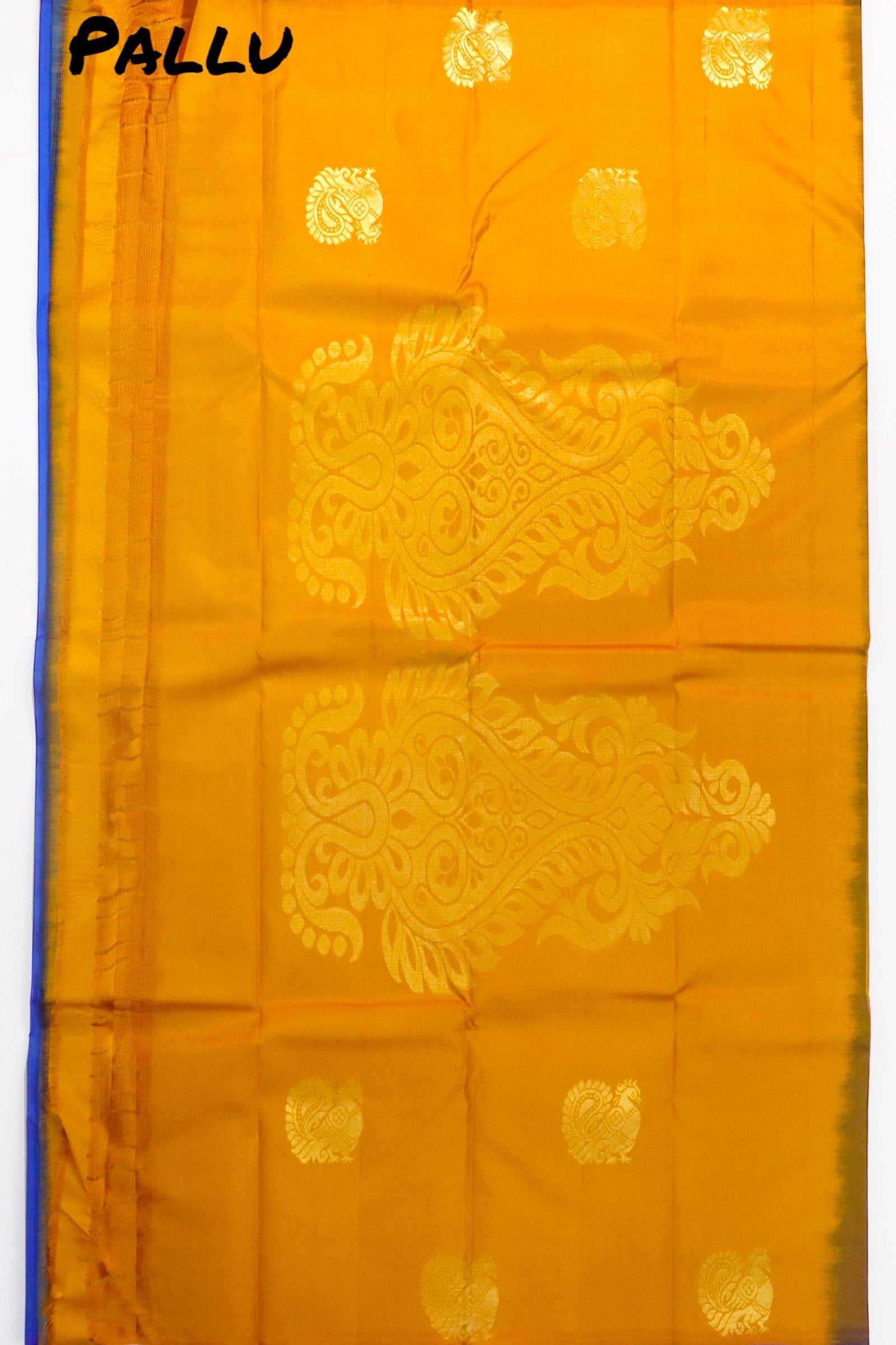 EGYPTIAN BLUE KANCHIPURAM PURE SOFT SILK SAREE | SILKMARK® CERTIFIED